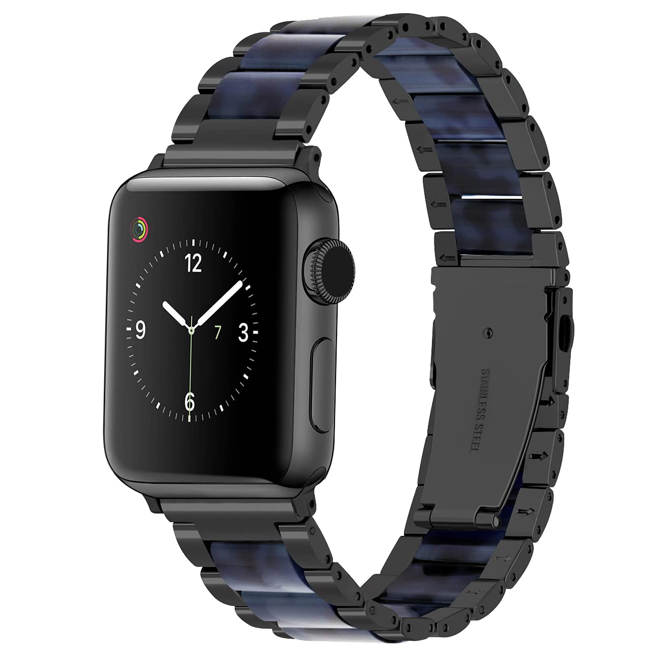 YISIWERA Compatible Resin Apple Watch Band 38mm 40mm 41mm 42mm 44mm 45mm 49mm Stainless Steel Strap for Women Men - Replacement Wristband for iWatch Series SE/7/6/5/4/3/2/1 - Perfect for Workout, Running, Swimming & Daily Wear