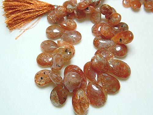 Natural Sunstone Pear Beads & Briolettes - 6x11mm to 14x22mm Gemstone Beads for Jewelry Making - DIY Necklace, Bracelet, Earrings Craft Supplies - Perfect for Boho, Healing Crystal & Fashion Jewelry Designs
