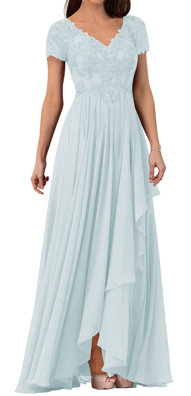 Elegant Lace Mother of The Bride Dress - Chiffon Formal Evening Gown for Wedding Guest - Women's Short Sleeve Party Dress | Perfect for Weddings, Receptions & Special Occasions