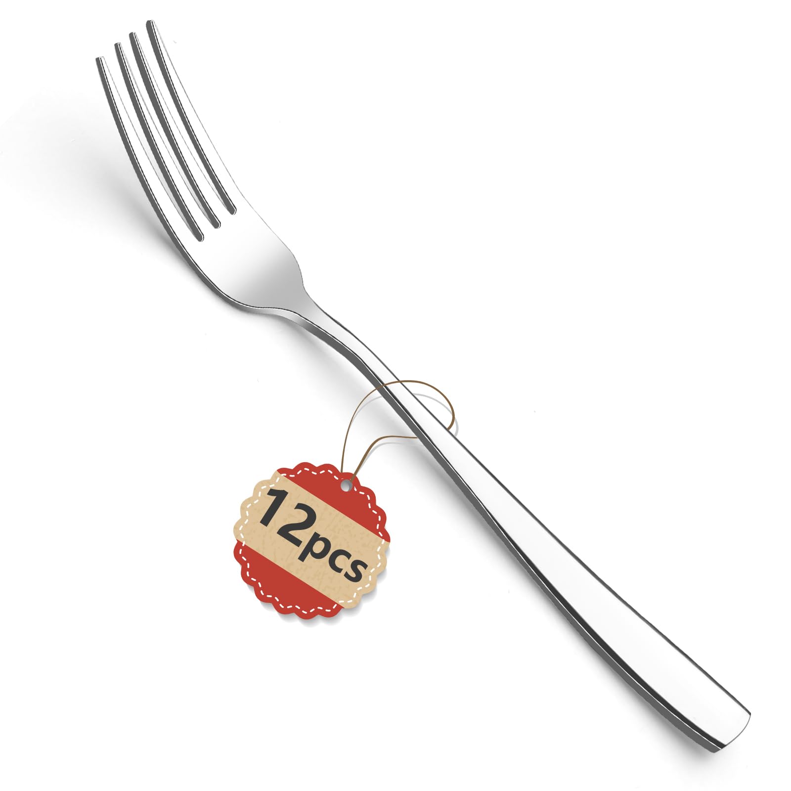 12-Piece Stainless Steel Dinner Forks Set - 8 Inch Elegant Flatware for Restaurants, Weddings & Home Dining - Dishwasher Safe Kitchen Cutlery