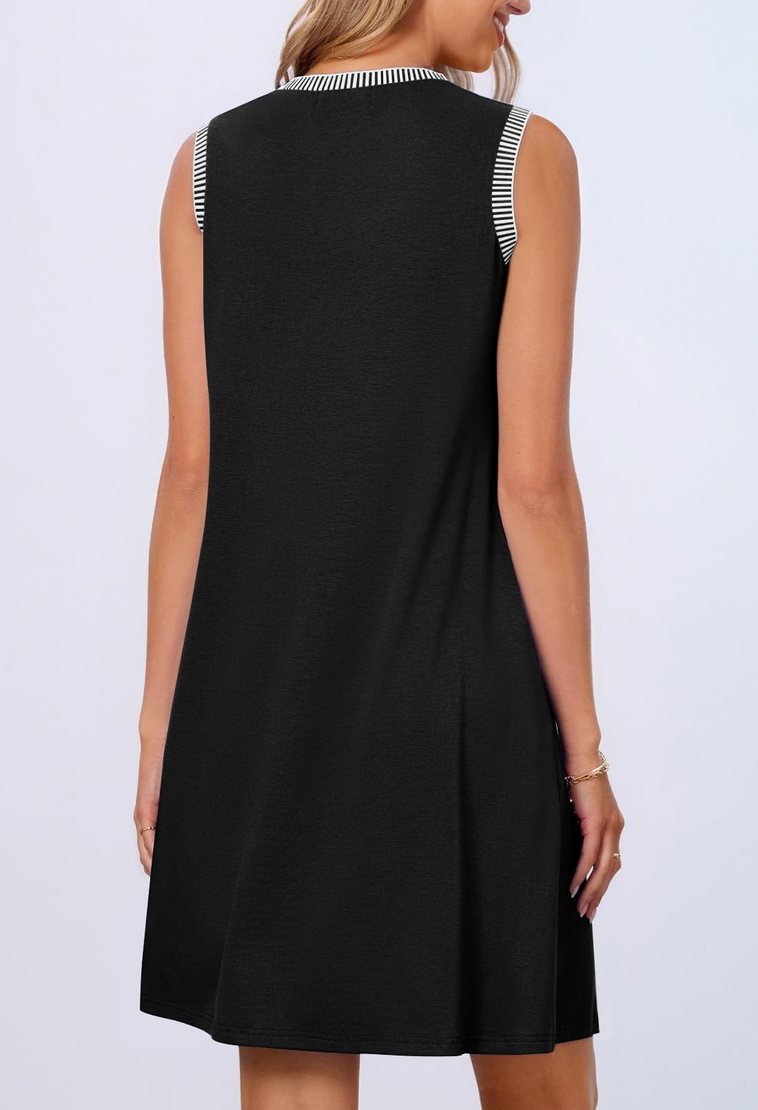 MEROKEETY Women's Sleeveless Sundress - Summer Spring Casual Mini Dress, Beach Vacation Coverup, Crewneck Tank Dress for Women | Perfect for Beach Trips, Pool Parties & Summer Outings