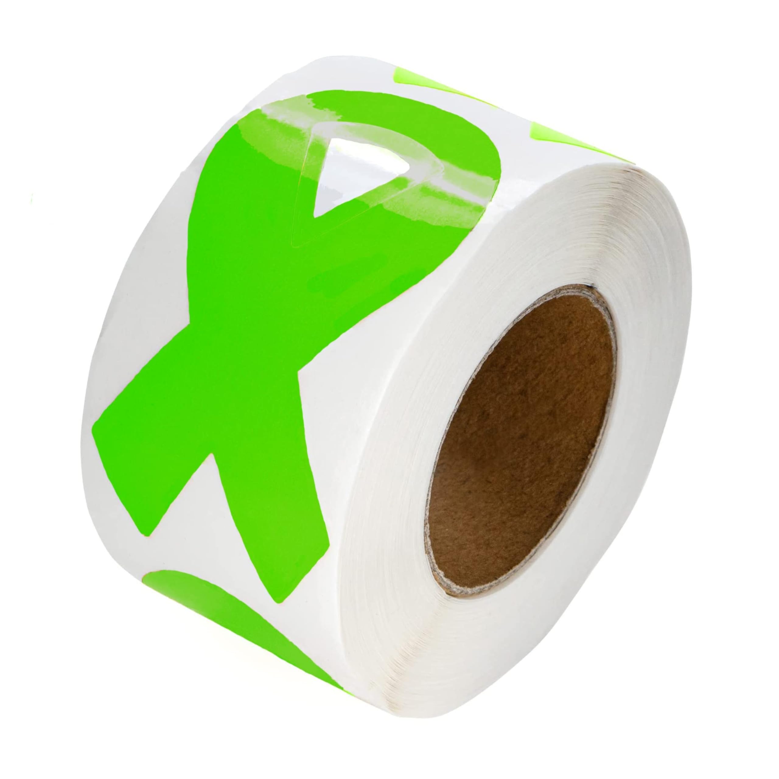 250 Large Lime Green Ribbon Stickers - Self-Adhesive Awareness Stickers for Cancer Fundraisers, Events & Causes - Perfect for Car Bumpers, Laptops & Water Bottles