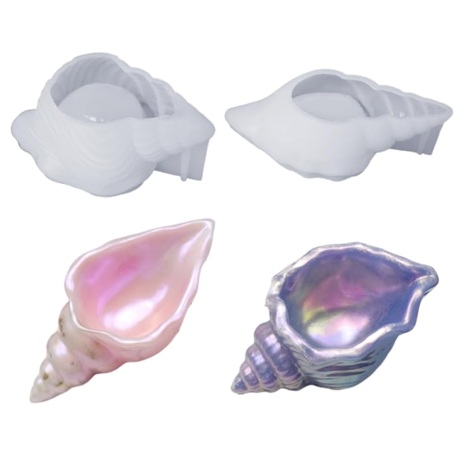Premium 2-Piece Conch Shell Resin Molds for Jewelry & DIY Crafts - Epoxy Casting Silicone Molds for Makeup Sponge Storage, Home Decor, and Creative Projects (Conch Design) - Perfect for Beach-Themed Decor, Gift Making, and Artisan Jewelry Crafting