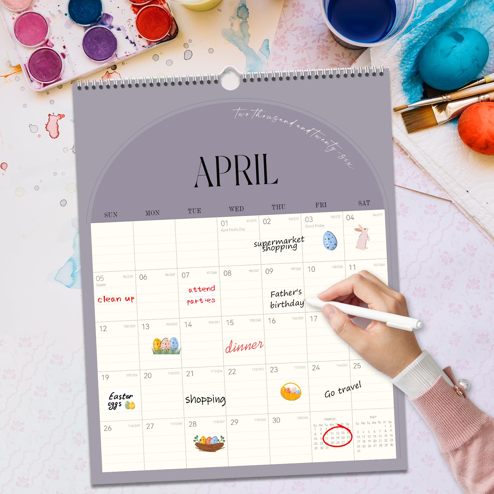 Guasslee 2025-2026 Wall Calendar | 19-Month Spiral Bound Vertical Planner (June 2025-December 2026) | 14