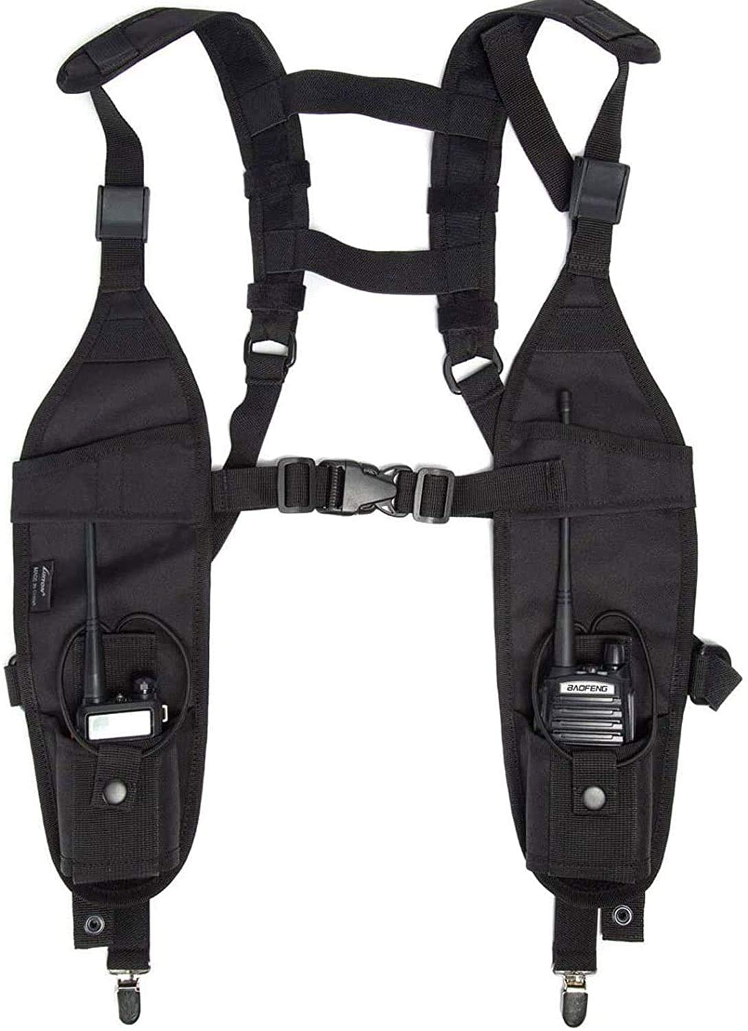 Police Firefighter Search Rescue Two-Way Radio Shoulder Harness Holster - Universal Chest Holder Vest Rig for Secure Hands-Free Communication (1 Pack) - Ideal for Emergency Response, Security, and Outdoor Adventures