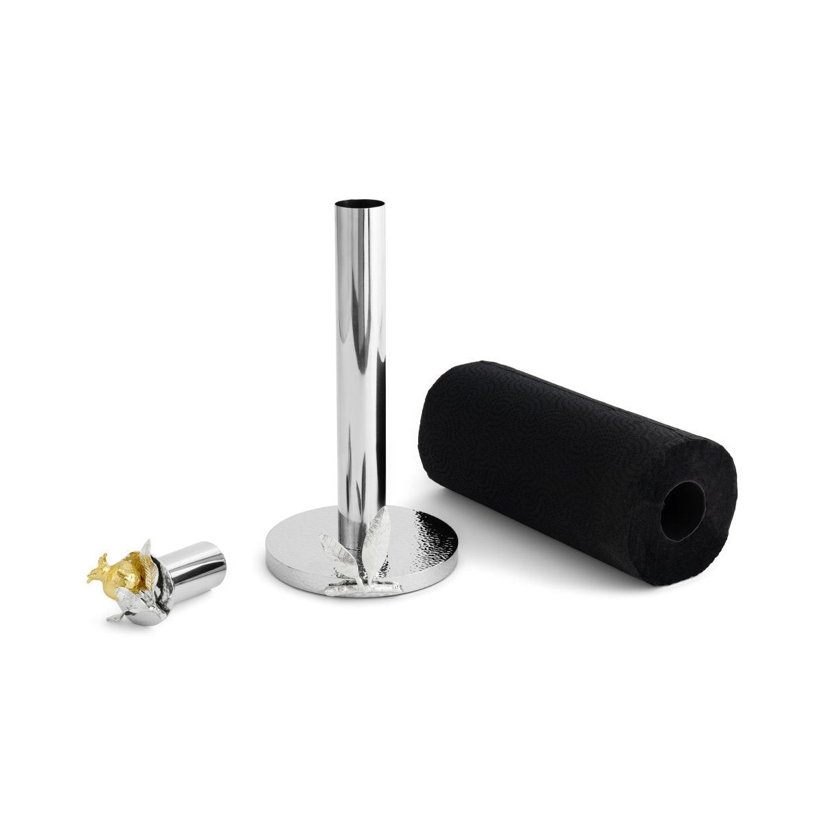 Elegant Pomegranate Silver & Gold Paper Towel Holder - Modern Kitchen & Bathroom Decor for Stylish Home Organization