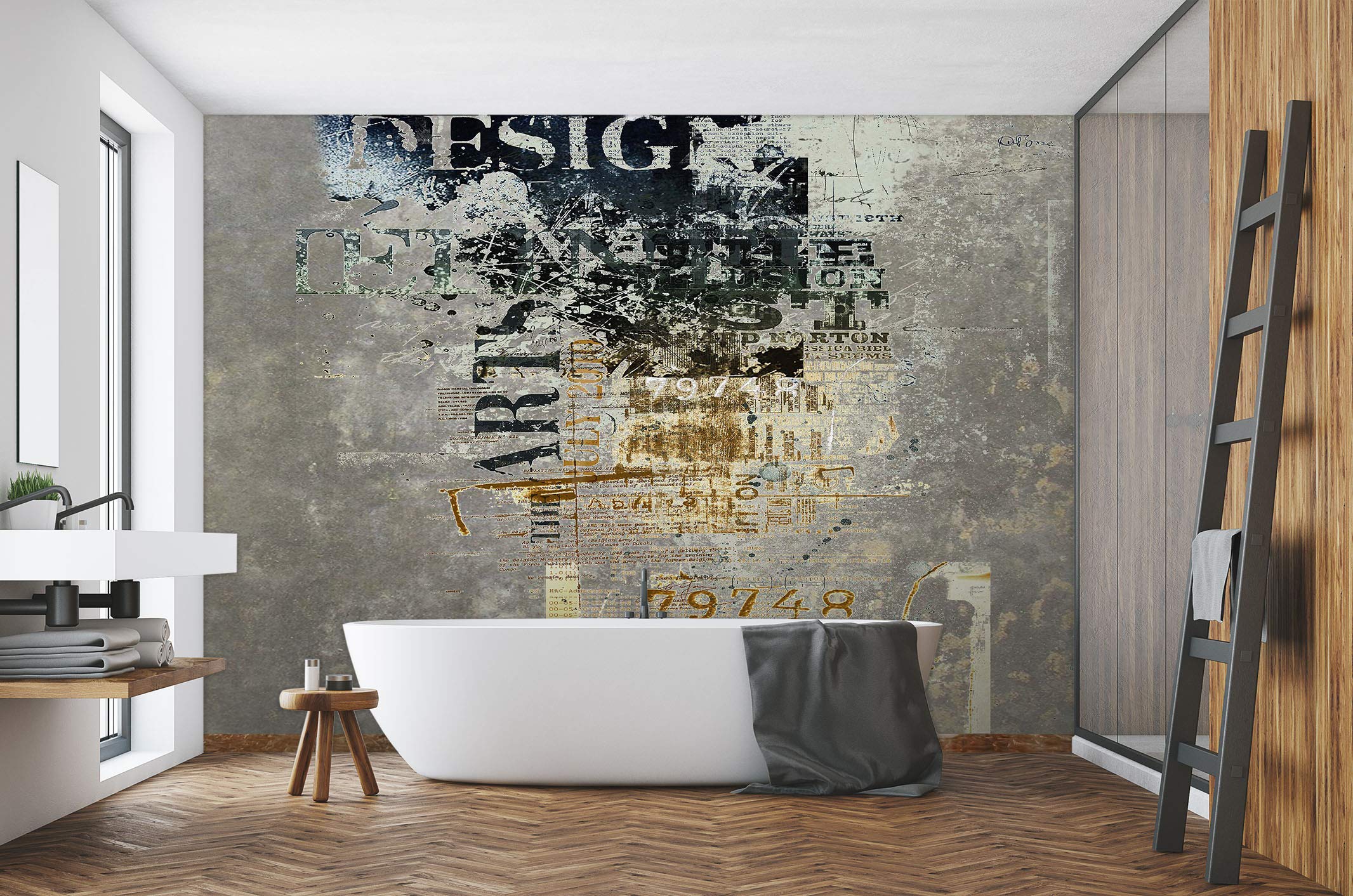 3D Alphabet Shabby Graffiti Wall Decal - Removable Self-Adhesive Vinyl Wallpaper (123”x87”/312x219cm) for Nursery, Kids Room & Home Decor - Easy Peel & Stick Wall Mural