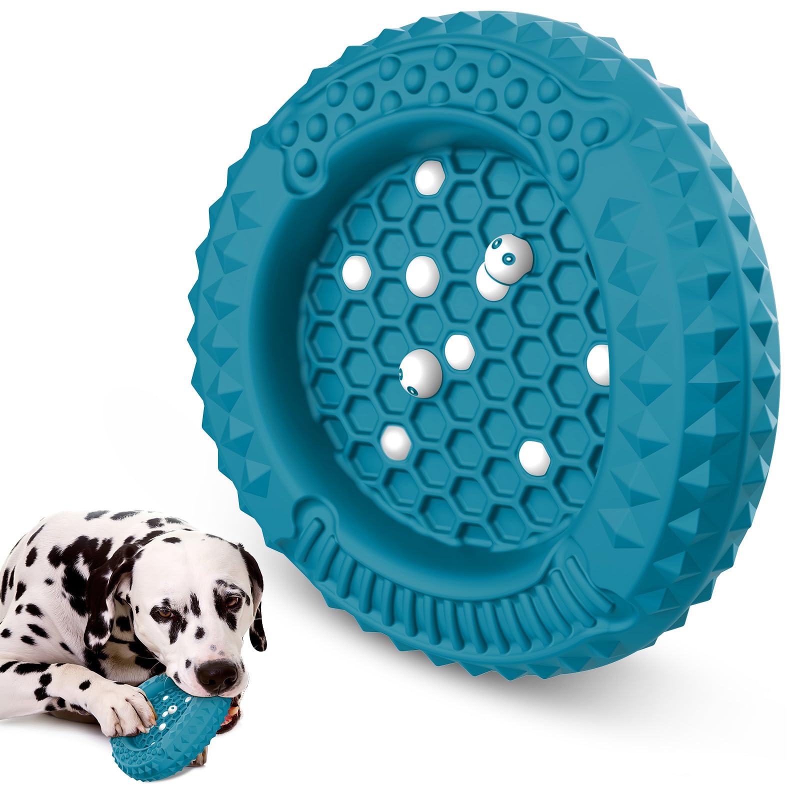 Durable Indestructible Dog Chew Toys for Aggressive Chewers - Safe Rubber Chew Toys for Medium & Large Breed Dogs - Perfect for Outdoor Play, Training & Teeth Cleaning (Green)
