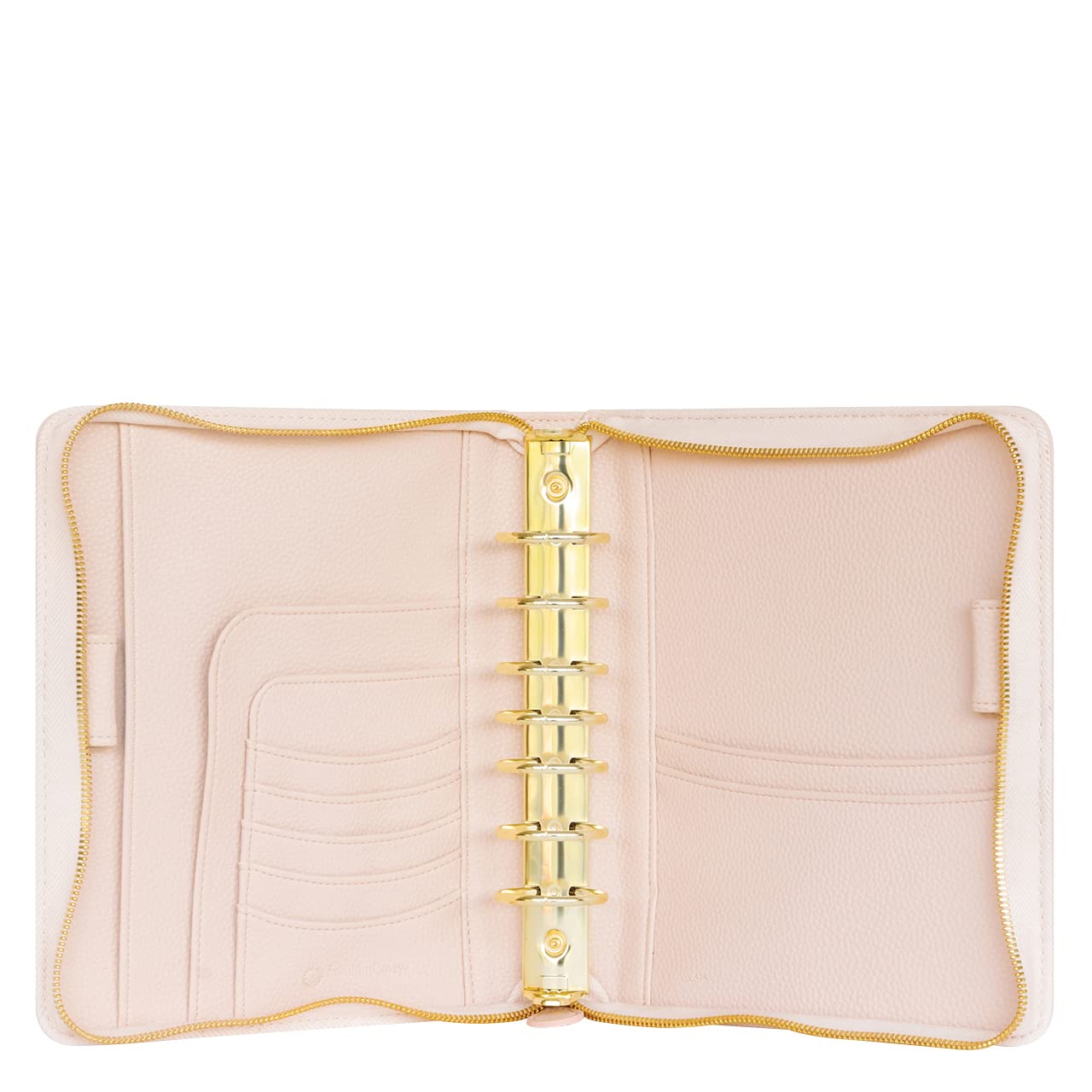 FranklinCovey Millie Simulated Leather Zipper Binder - Classic Seashell Pink Organizer for School, Office & Business | Premium Faux Leather Portfolio with Secure Zipper Closure