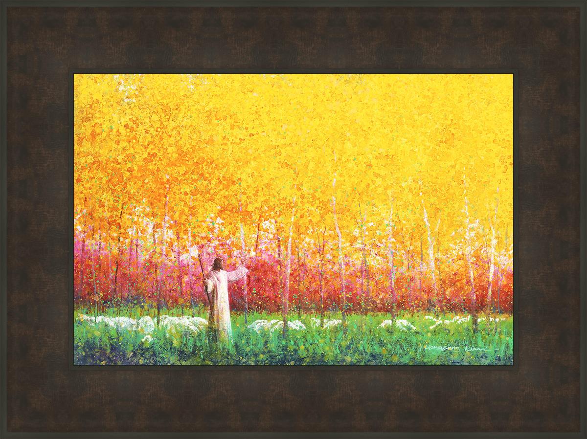 In His Light By Yongsung Kim - Christian Wall Art Decor for Home & Church - Inspirational Bible Verse Canvas Print for Living Room, Bedroom, Office