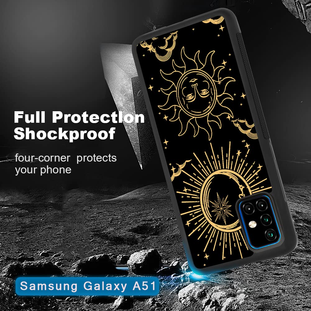 GZLIAORUNCS Custom Sun & Moon Design Samsung Galaxy A51 Case - Soft TPU Rubber & PC Anti-Slip Full Body Protective Cover | Perfect for Everyday Use, Travel & Outdoor Activities