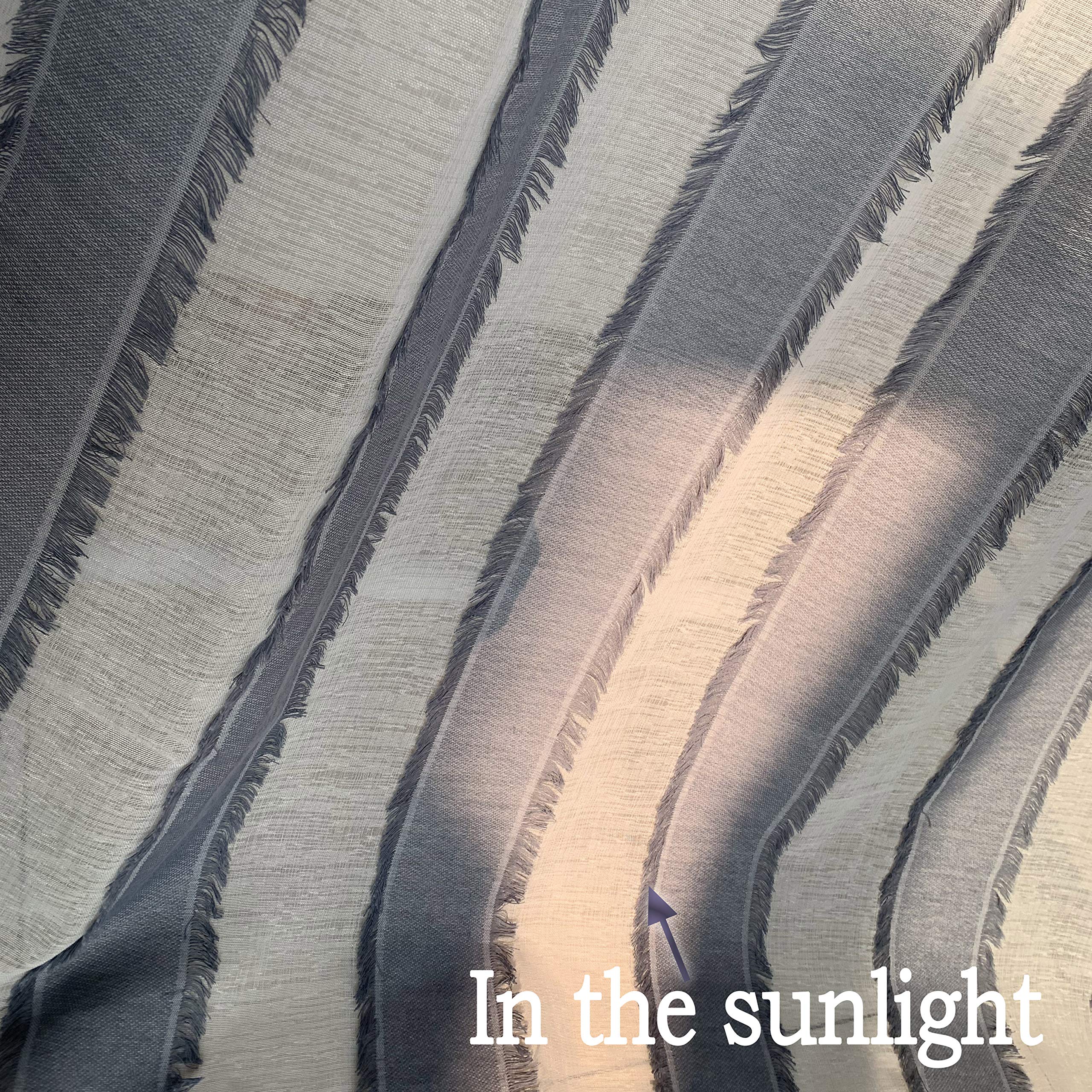 Fragrantex Striped Sheer Cafe Curtains 24