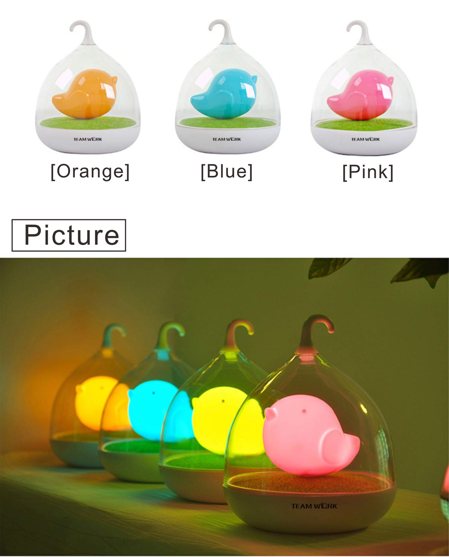 Rechargeable Kids Night Light - Handheld Tap Sensor & Vibration Cage Lamp for Children, Babies | Valentine's Gift, Nursery Decor, Camping & Outdoor Use (Pink)