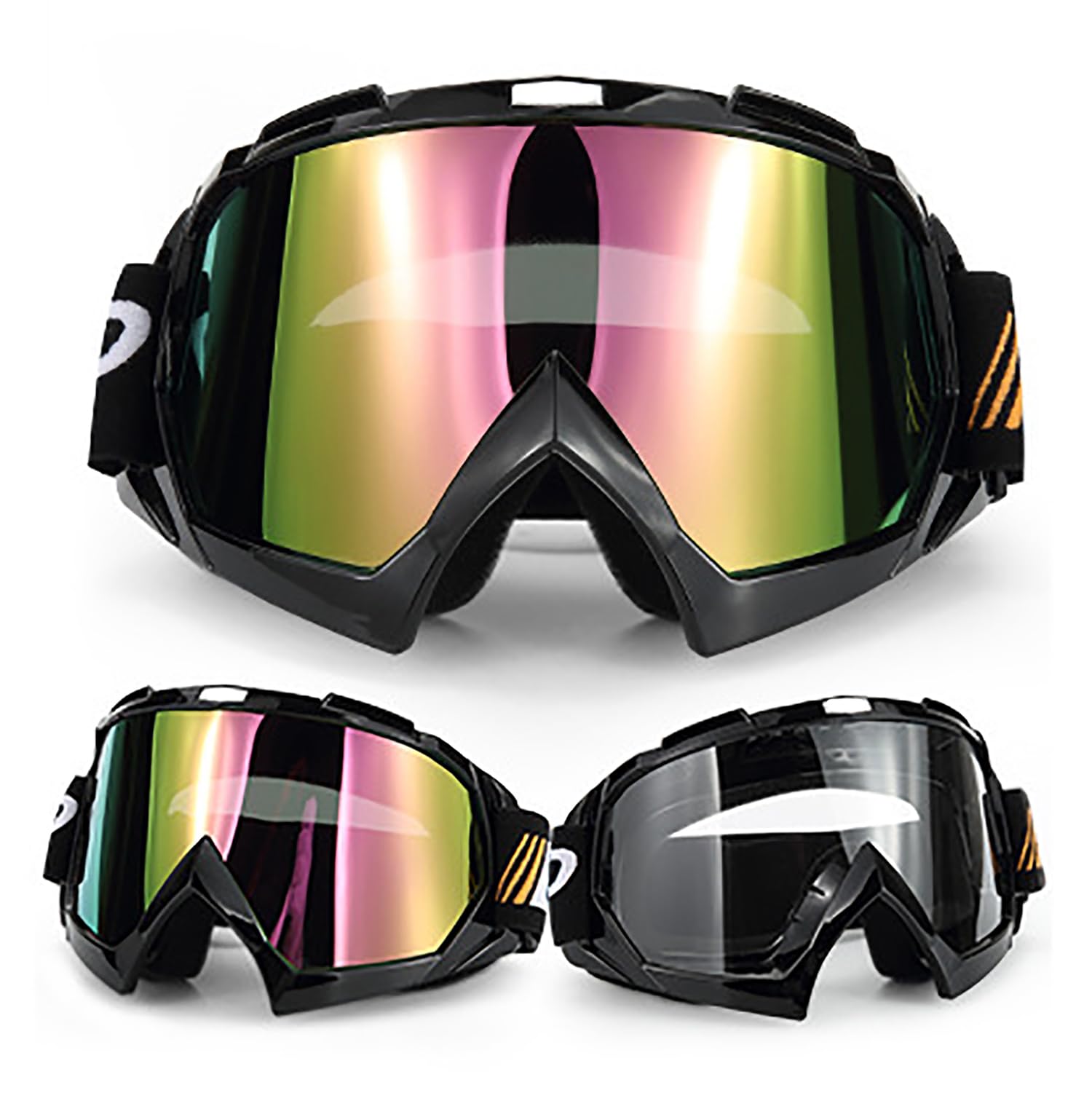 Motocross Goggles for Adults - Adjustable & Bendable Dirt Bike Racing Goggles - Perfect for Cycling, Skiing & Off-Road Adventures (Model KG27)