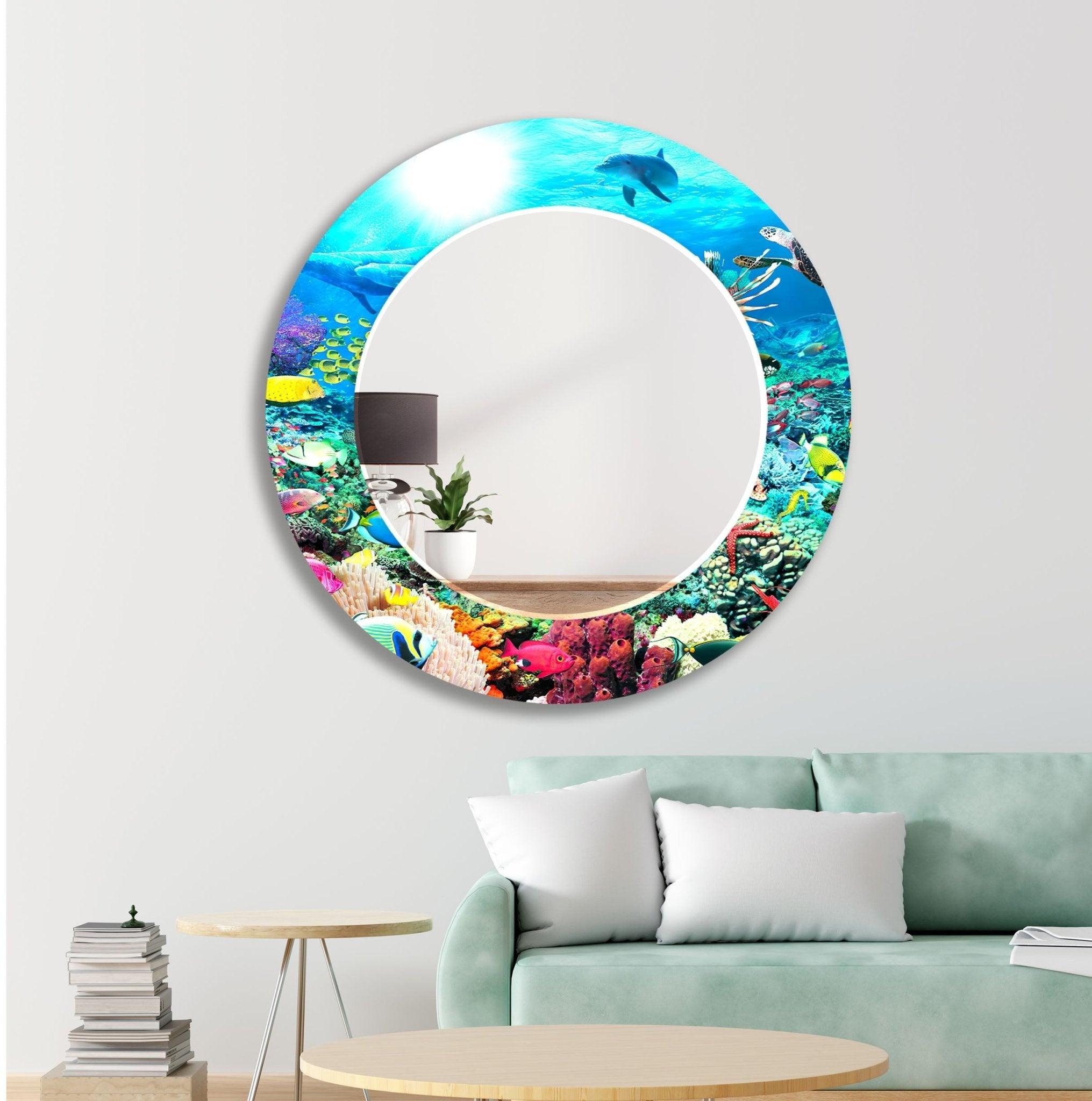 Stylish Aquarium Wall Mirror for Home & Office Decor - Enhance Your Space with a Unique Reflective Design