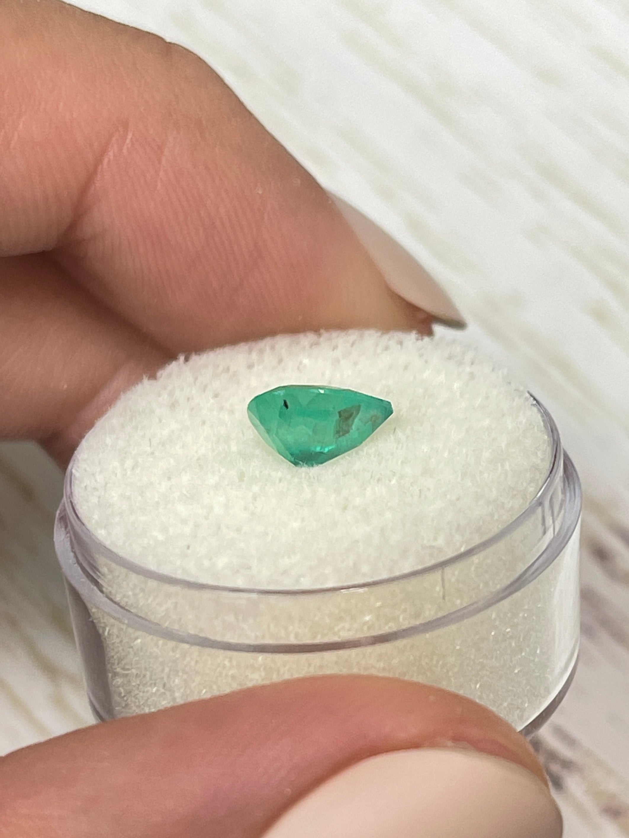 1.11 Carat Bluish Green Natural Loose Colombian Emerald Pear Cut Gemstone for Jewelry Making, Engagement Rings & Fine Collections