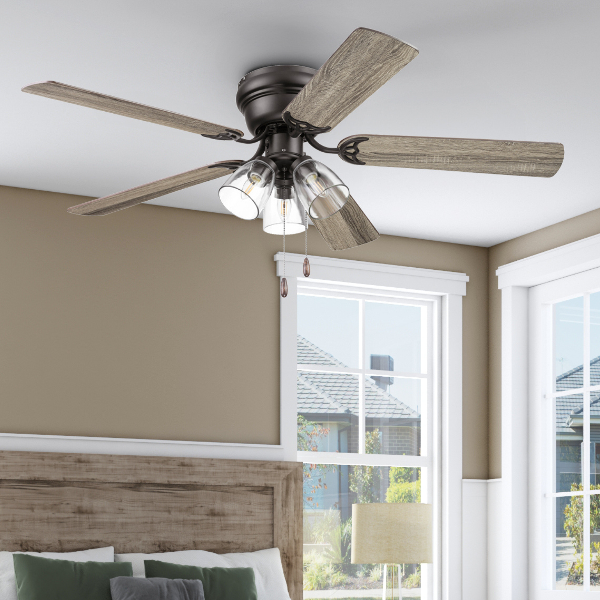 52 Inch Renton Ceiling Fan with Espresso Bronze Finish & Pull Chain - Perfect for Living Room, Bedroom, and Outdoor Patio Cooling