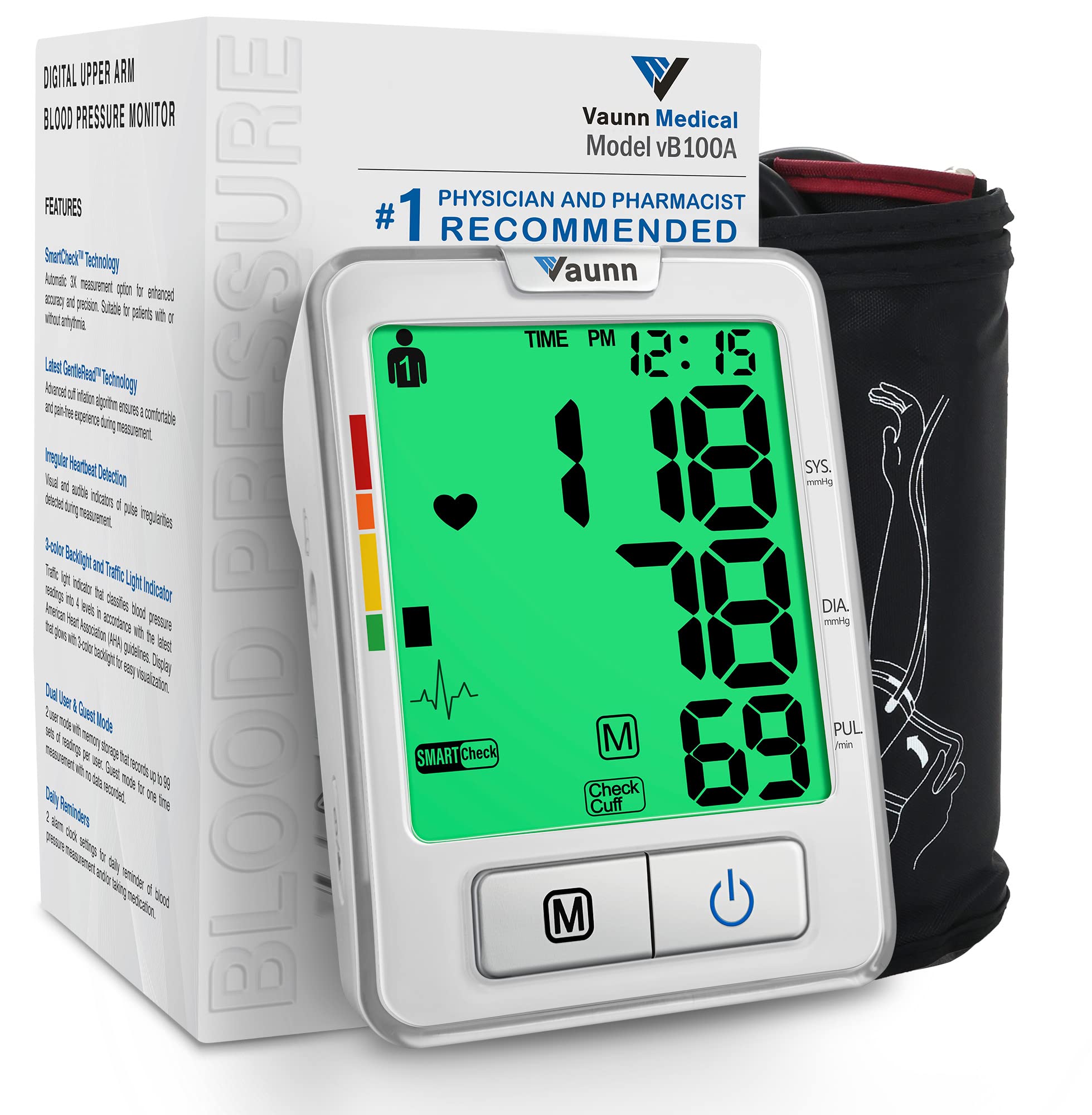 FSA/HSA Eligible Vaunn Medical Automatic Digital Blood Pressure Monitor with Large Upper Arm Cuff (8.7-16.5