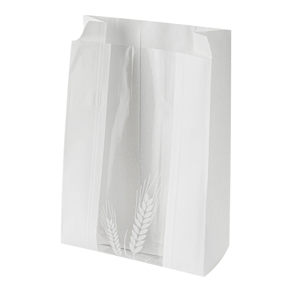 Premium White Paper Bread Bags - Micro Perforated, Greaseproof, Wheat Pattern (6