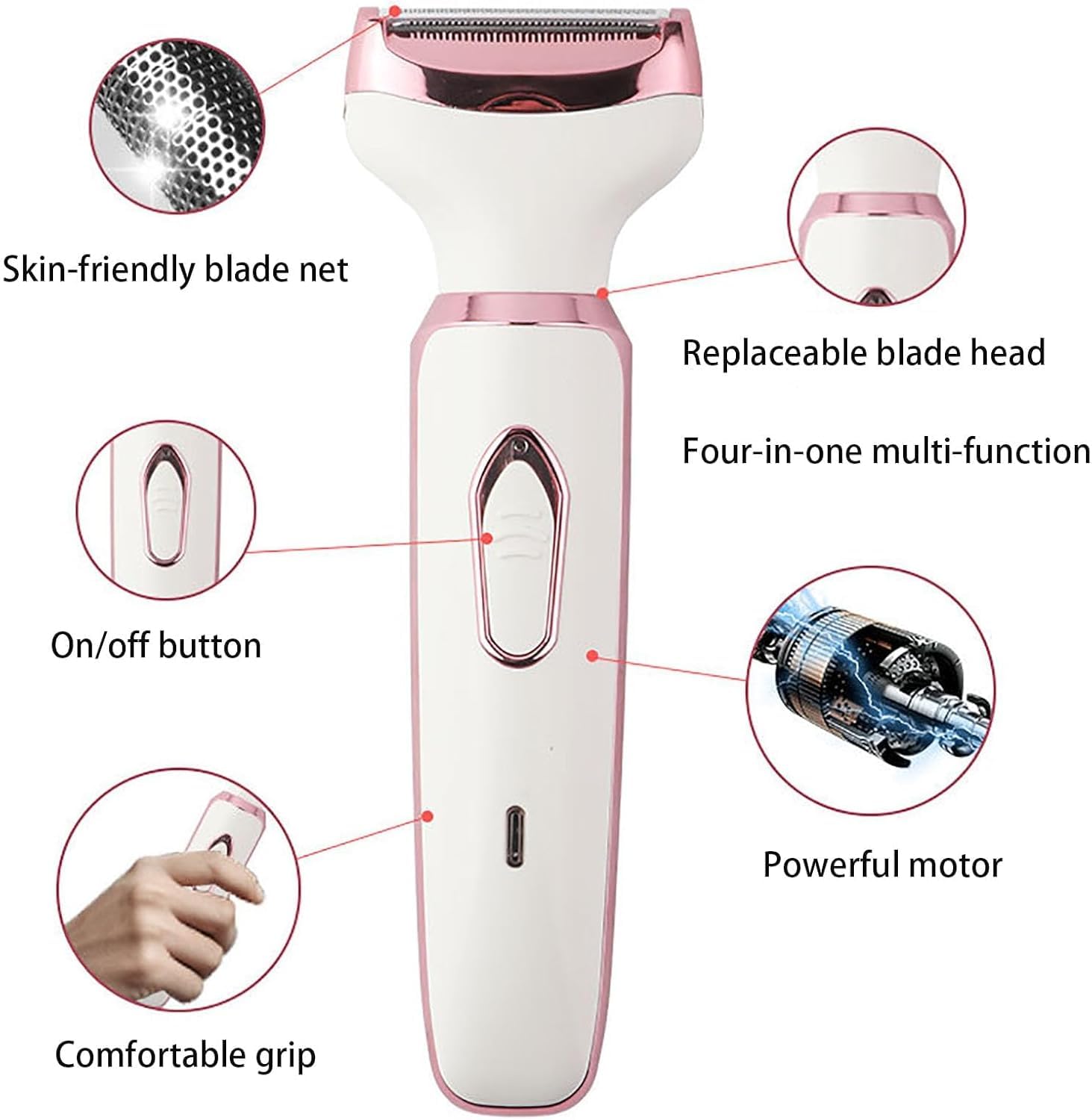 Taletseten 4-in-1 Rechargeable Electric Shaver for Women - Portable Hair Removal Epilator & Razor with Comfort Design (2 Pack) - Perfect for Travel, Bikini Line, Legs & Underarms Smoothing