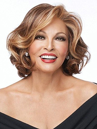 Raquel Welch Heat Friendly Synthetic Lace Front Wig - Dark Chocolate RL6/8, Mid Length Wavy with Swept Bangs | Monofilament Part for Natural Look | Perfect for Daily Wear, Parties & Special Occasions