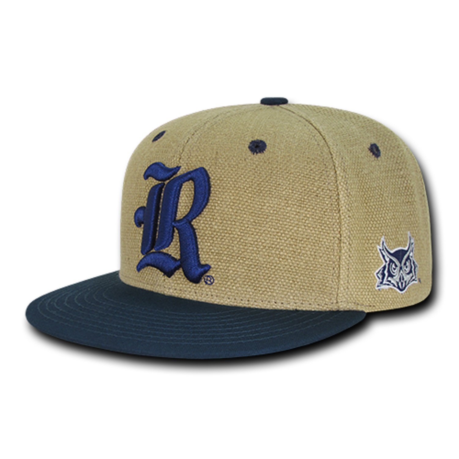 University of Rice Owls Structured Flat Bill Jute Baseball Cap - Adjustable Cotton Hat for Men & Women - Perfect for Sports, Outdoor Activities and Casual Wear