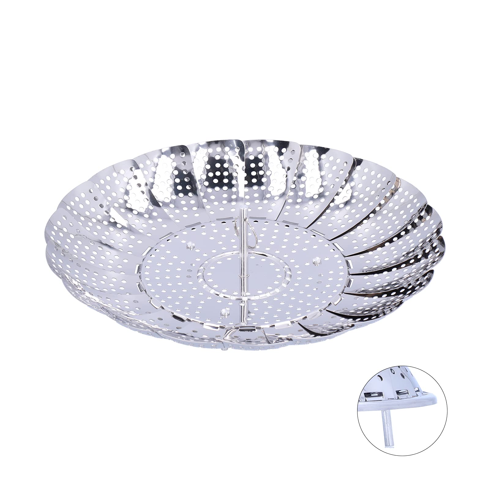 Stainless Steel Collapsible Vegetable Steamer Basket - Extra Large with Anti-Hot Handle & Non-Slip Legs | Perfect for Healthy Cooking, Steaming Vegetables, Dumplings & Seafood