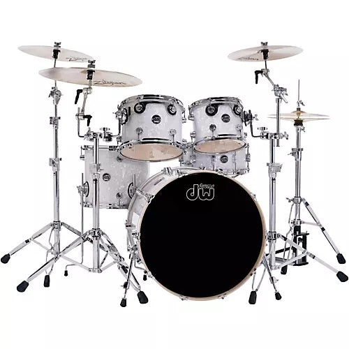 DW Performance Series 5-Piece Maple Shell Drum Set - 8-Ply White Marine Pearl Finish | Perfect for Live Performances, Studio Recording & Professional Drummers