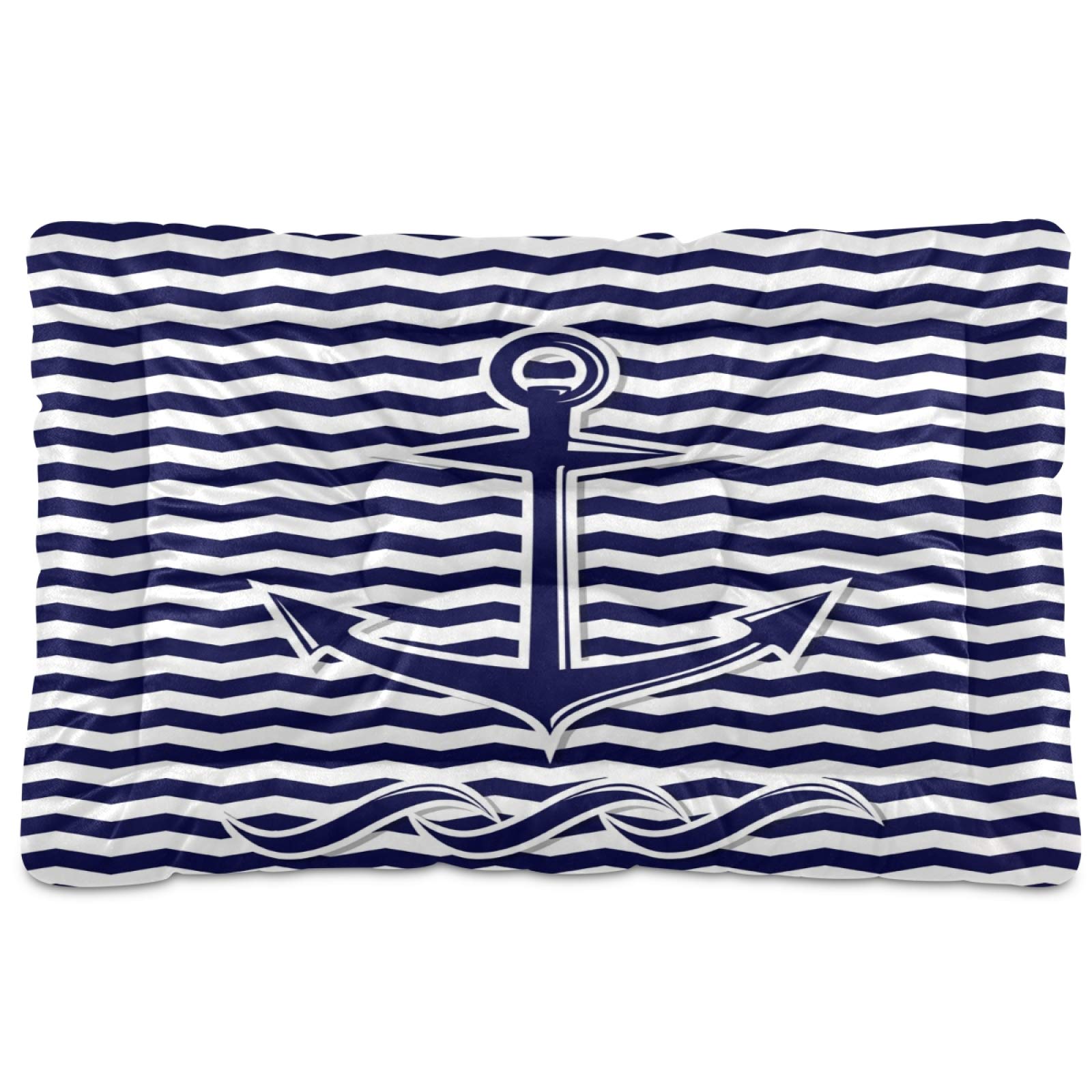Blueangle Abstract Anchor Symbol Dog Bed & Cat Bed - Rectangle Ultra Soft Comfortable Pet Bed for Small Medium Large Dogs (18