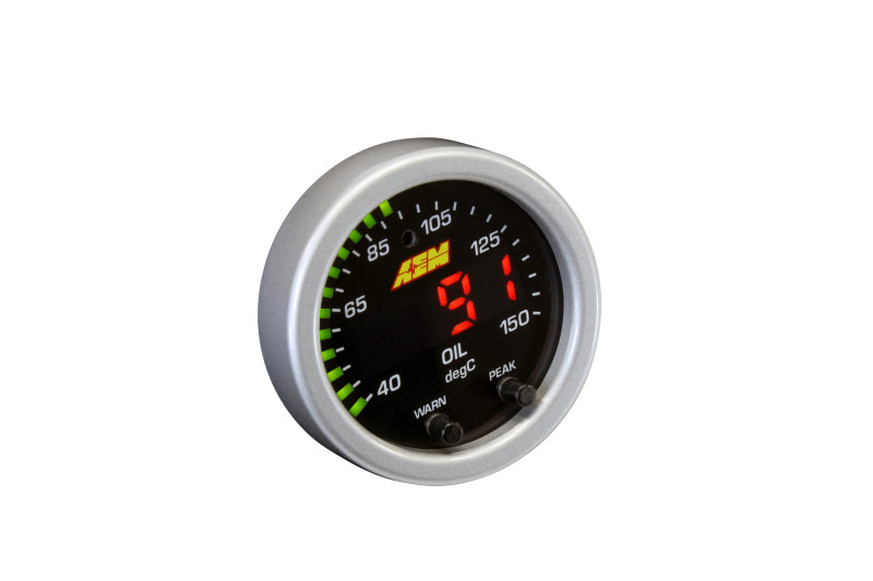AEM X Series Temperature Gauge Kit 100-300F - Black Bezel & Water Temp Faceplate | Performance Monitoring for Cars, Trucks, Boats | Engine & Fluid Temperature Measurement