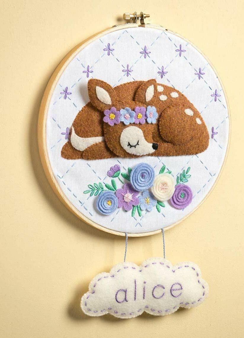 Woodland Floral Deer Kids Felt Wall Hanging Kit - DIY Craft for Children's Room Decor, Nursery Wall Art, Creative Home & Garden Decoration - Perfect for Birthday Gifts, Classroom Activities & Playroom Decor