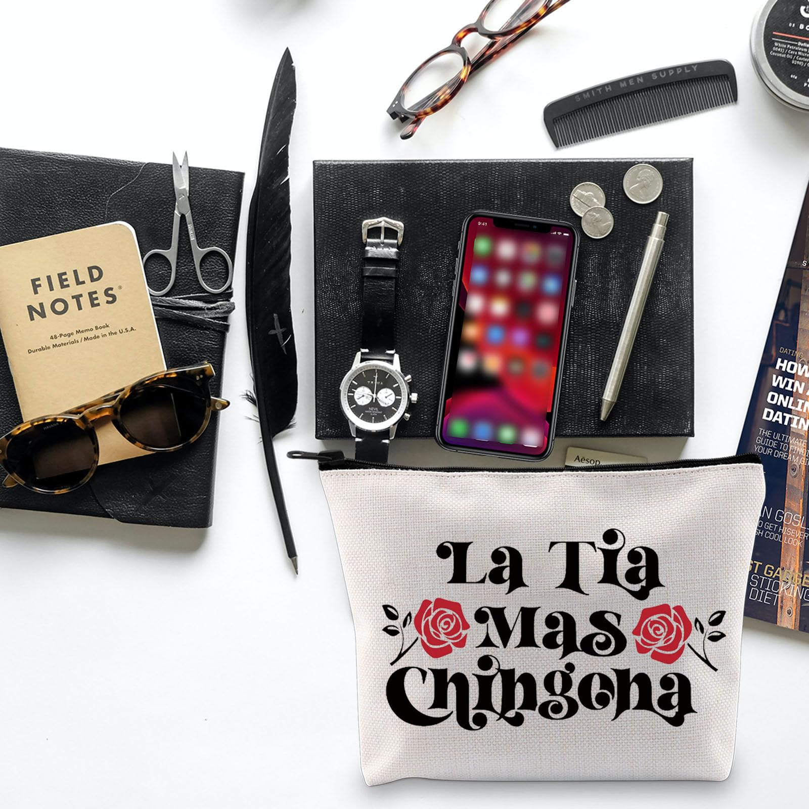 Funny Mexican Makeup Pouch Bag - 'La Tia Mas Chingona' Cosmetic Bag for Women | Unique Mexican Lover Gifts & Latina Accessories | Perfect for Travel, Birthday Presents & Bachelorette Parties