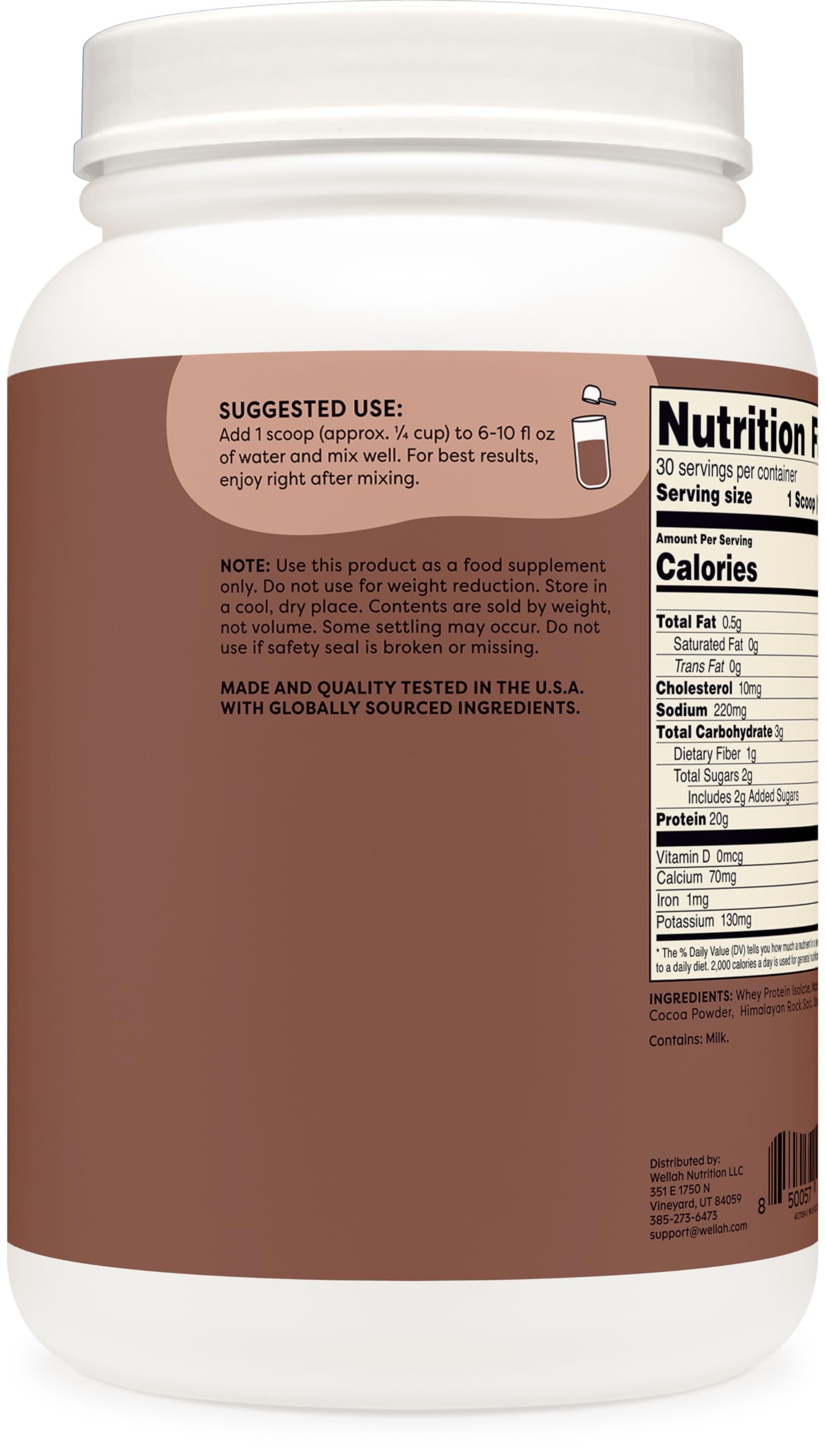 Premium Whey Protein Isolate Powder - 30 Servings, Delicious Milk Chocolate Flavor for Muscle Recovery & Growth | Ideal for Post-Workout Shakes, Smoothies & Healthy Breakfasts