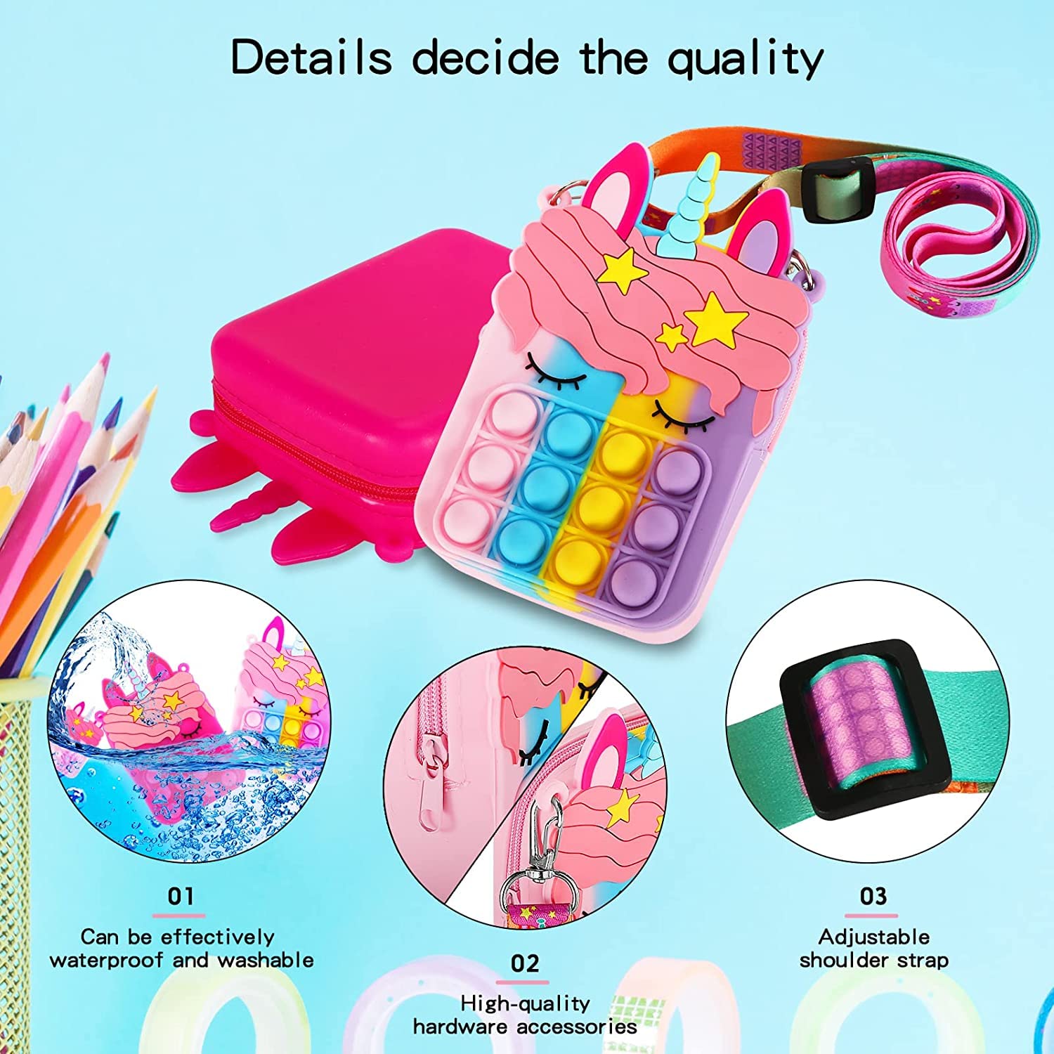 KOBBET Girls Sling Bag Crossbody Purse for Women - Multicolor Fashion Shoulder Bag for School, Travel & Daily Use