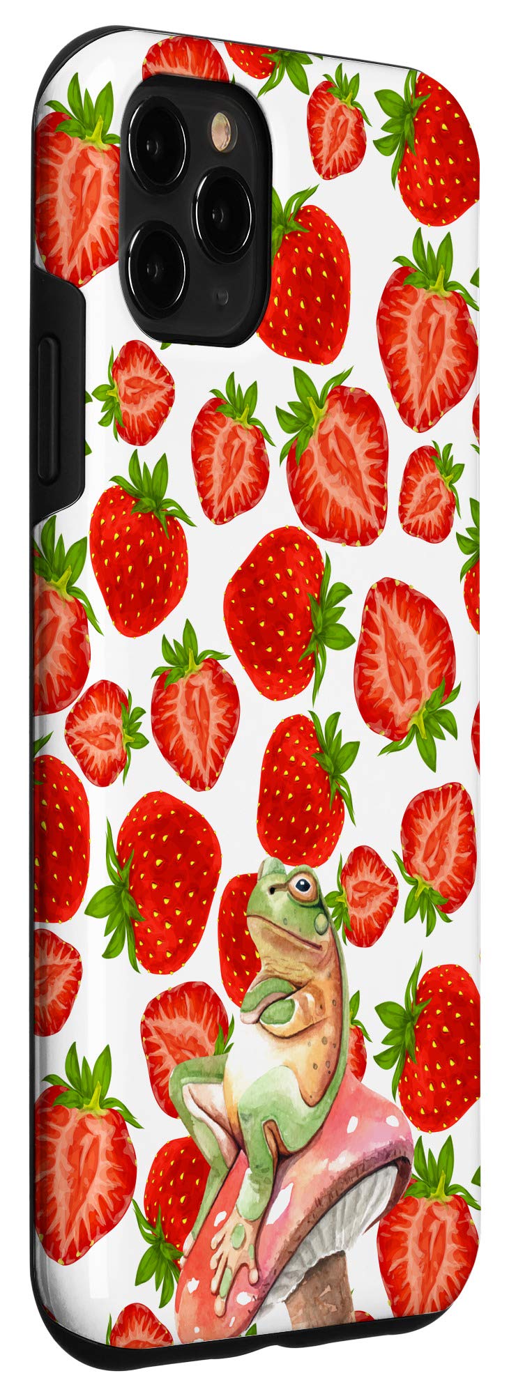 iPhone 11 Pro Max Case - Cute Frog on Mushroom & Strawberry Fruit Design | Protective Phone Cover for Everyday Use, Travel & Outdoor Activities