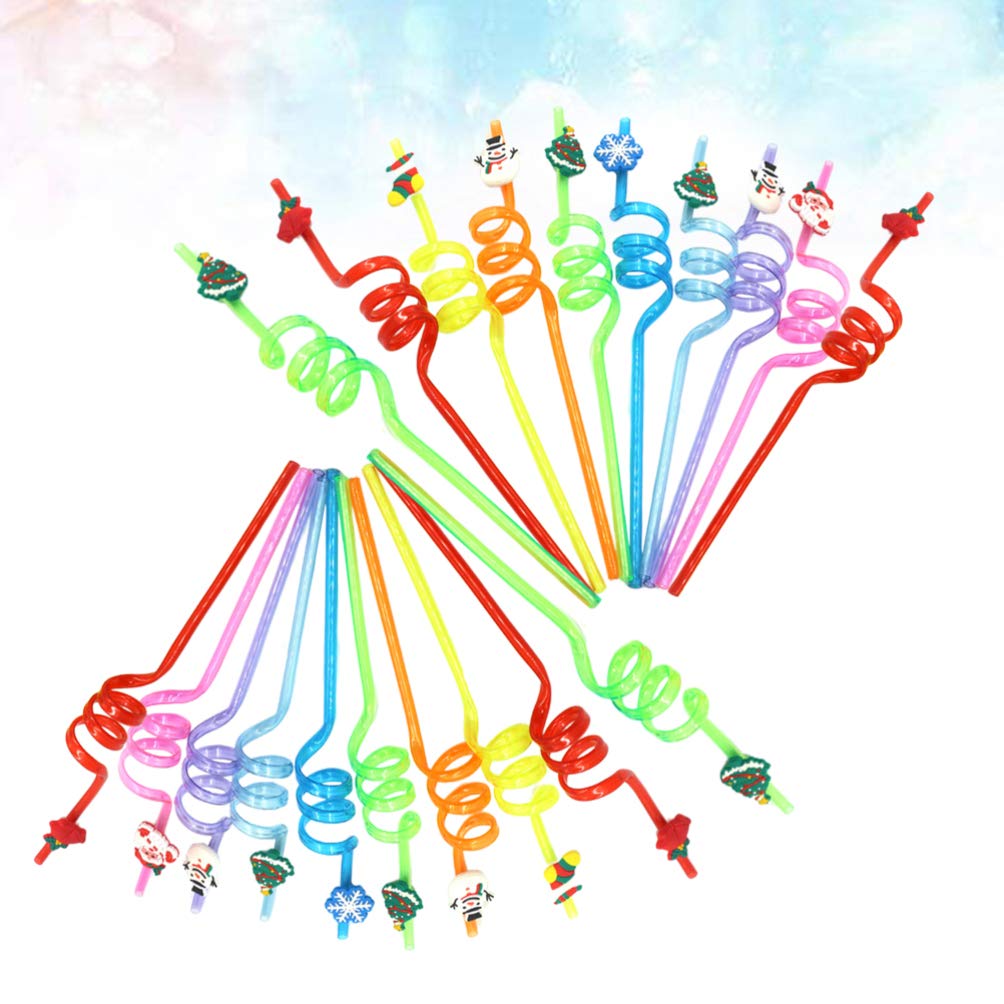 20pcs Christmas Silly Straws - Fun Plastic Drinking Straws for Holiday Parties, Christmas Decorations & Festive Celebrations - Perfect for Christmas Cocktails, Hot Chocolate & Holiday Gatherings