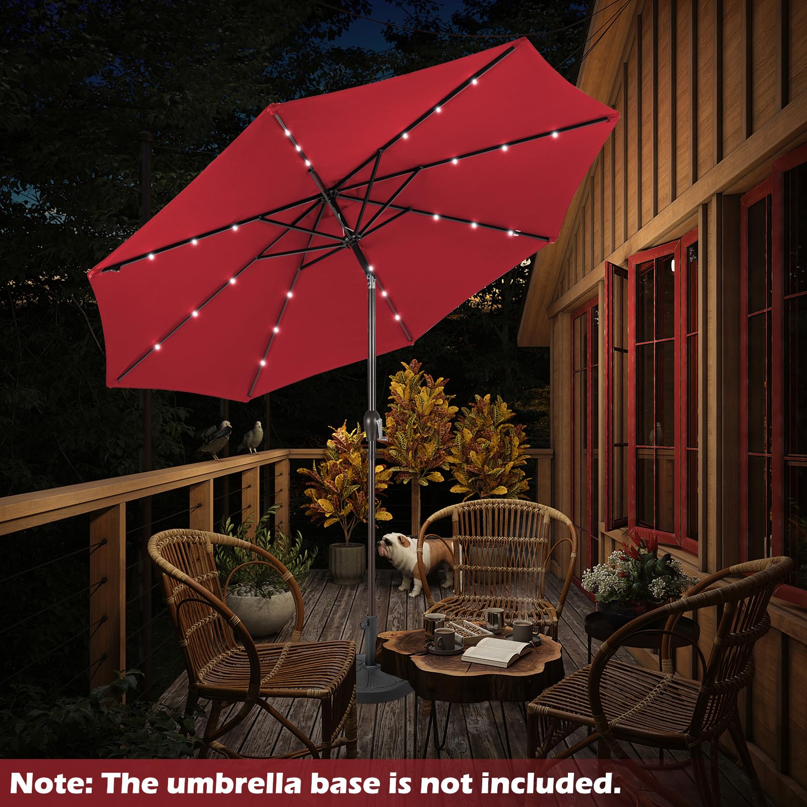 Giantex 9ft/10ft Solar LED Patio Umbrella with Crank & Tilt System - Outdoor Market Umbrella for Backyard, Deck, Pool & Beach - Perfect for Dining, Lounging & Outdoor Entertaining