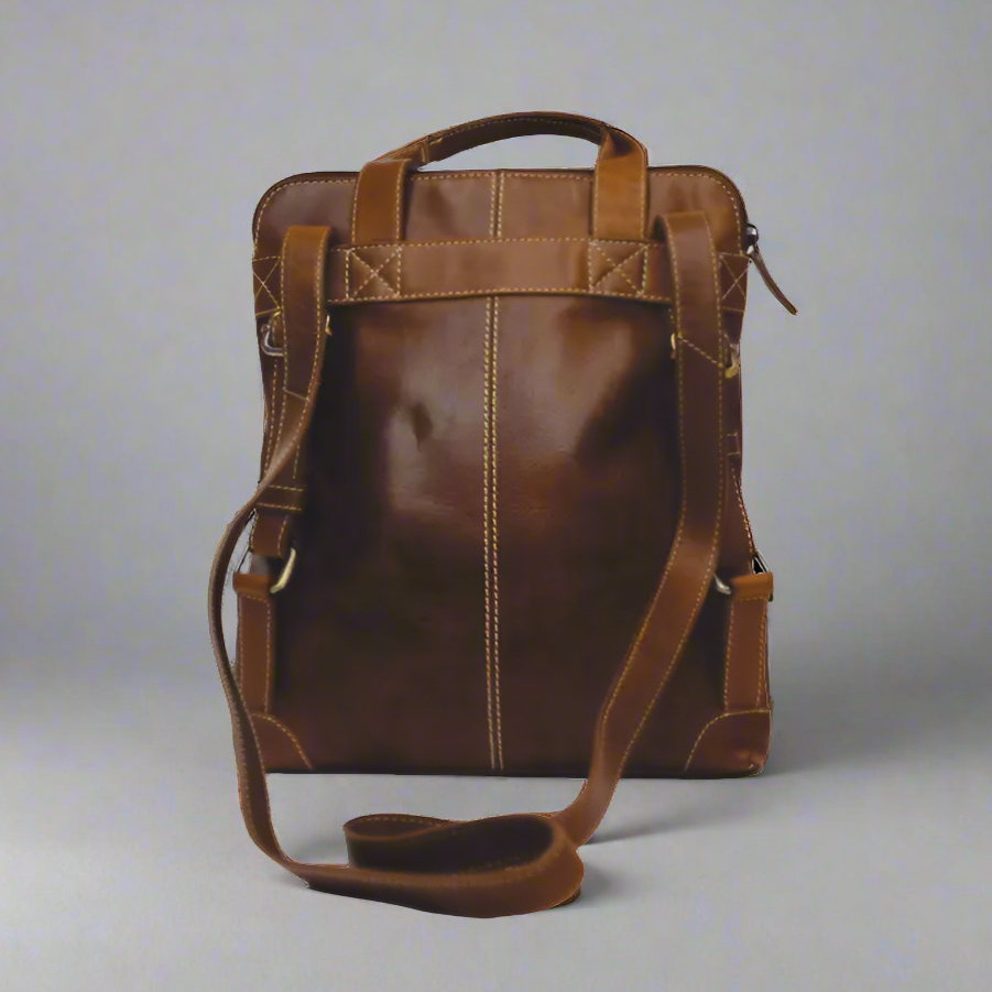 Durable Leather Backpack for Men & Women - Waterproof Travel Hiking Laptop Bag - Perfect for Outdoor Adventures, Commuting & Daily Use