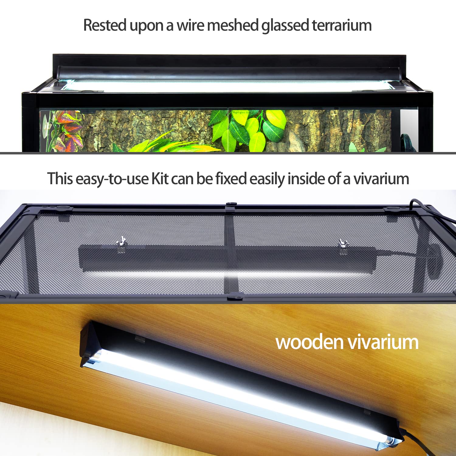 REPTI ZOO T5 HO UVB Lighting Combo Kit with Timer - Reptile Light Fixture Terrarium Hood with Desert 10.0 UVB T5 Bulb (8W) for Bearded Dragons, Turtles & Lizards - Perfect for Desert Reptile Habitats & Terrariums