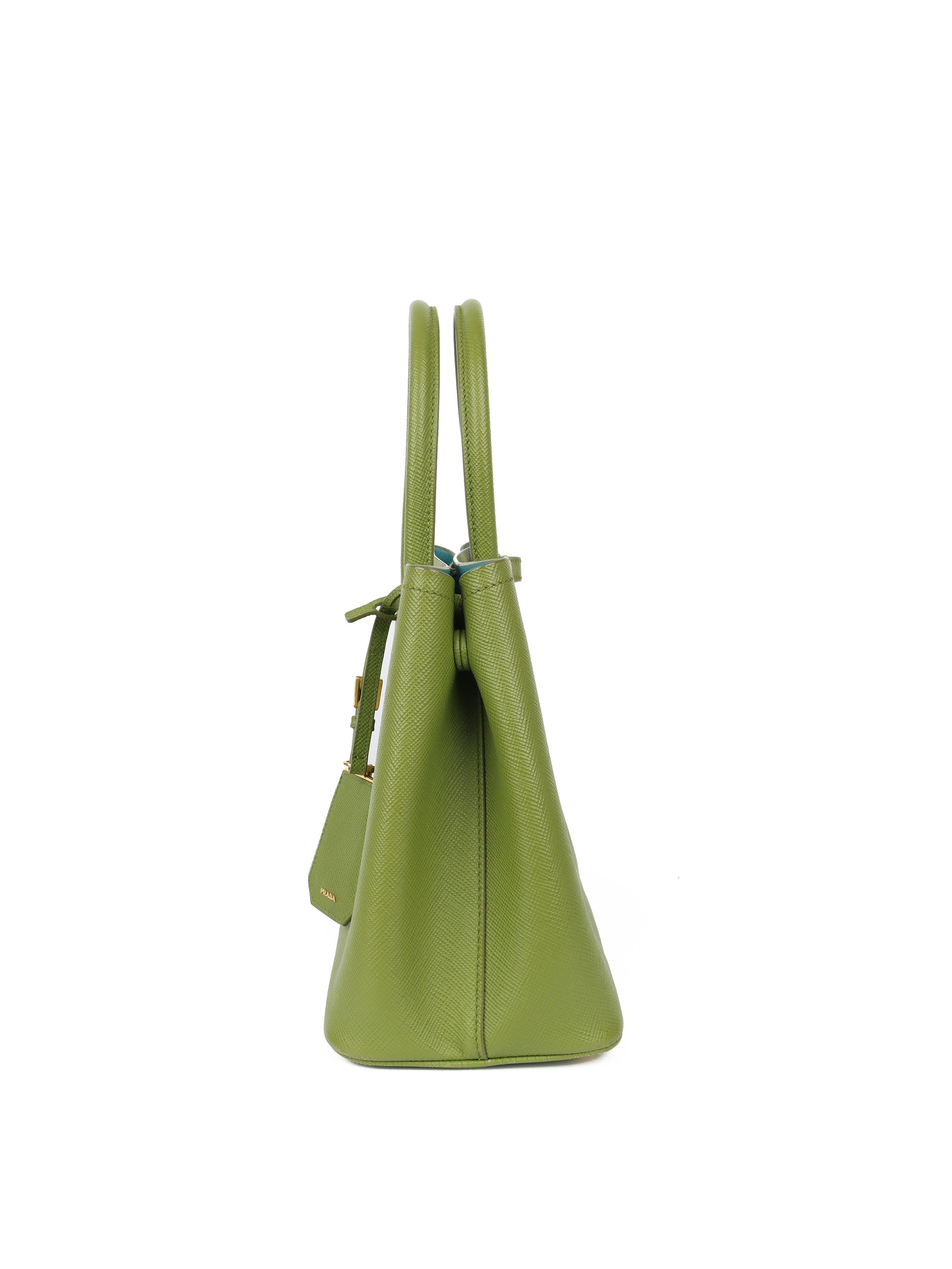 Prada Green Medium Double Bag - Luxury Leather Shoulder Handbag for Women | Perfect for Work, Travel & Everyday Use