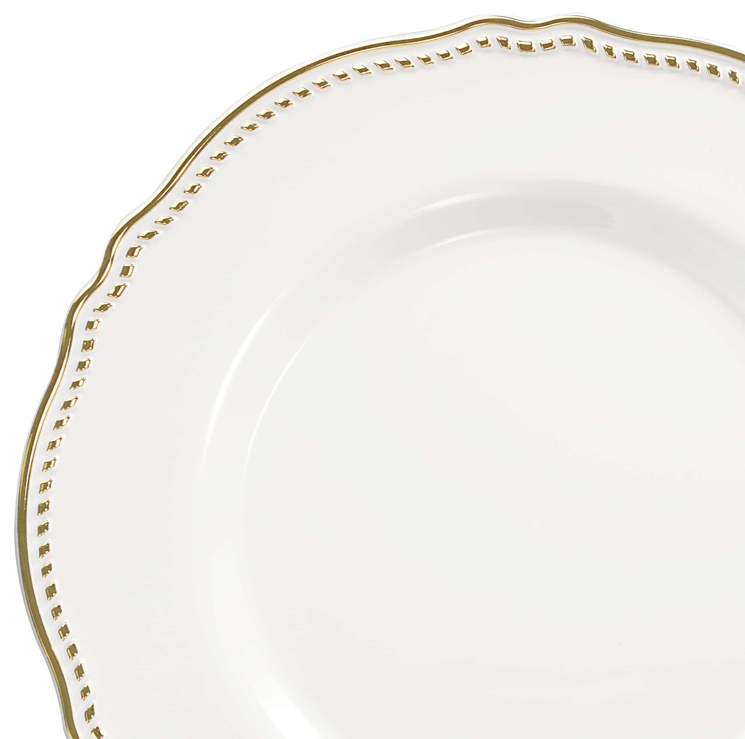 120-Pack Heavyweight Disposable Plastic Plates for Weddings & Parties - 9-Inch Elegant White & Gold Luncheon Plates | Perfect for Bridal Showers, Birthday Celebrations and Formal Events