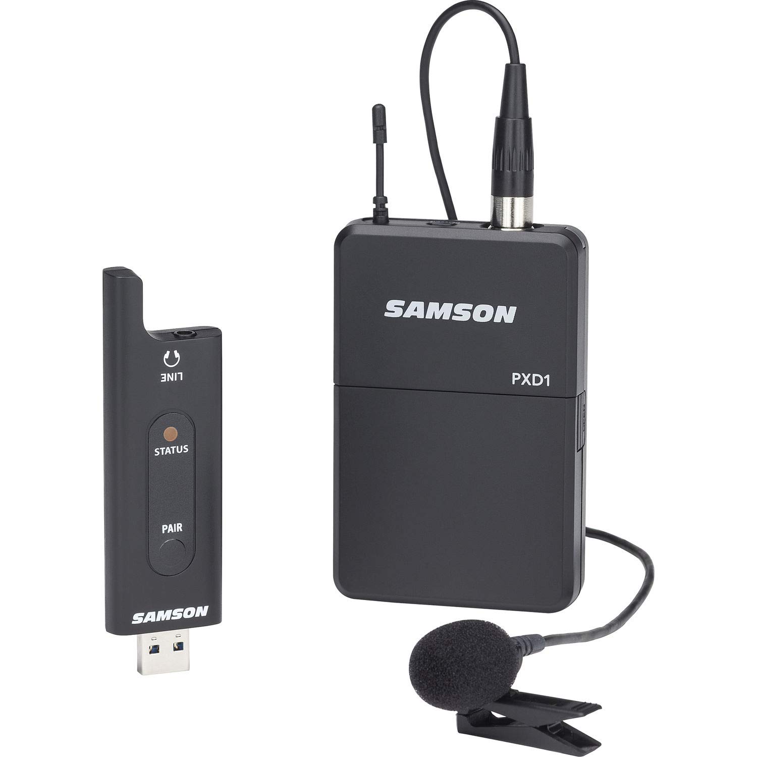 Samson Stage XPD2 USB Digital Wireless Lavalier Microphone System (SWXPD2BLM8) with Headphones, Rechargeable Battery & Charger, Carrying Case - Perfect for Podcasting, Live Streaming, Interviews & Presentations