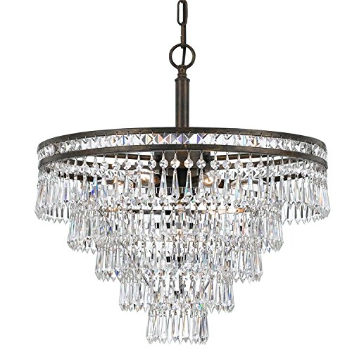 Mercer 7-Light Hand-Cut Crystal English Bronze Chandelier - Elegant Dining Room Lighting Fixture for Home Decor