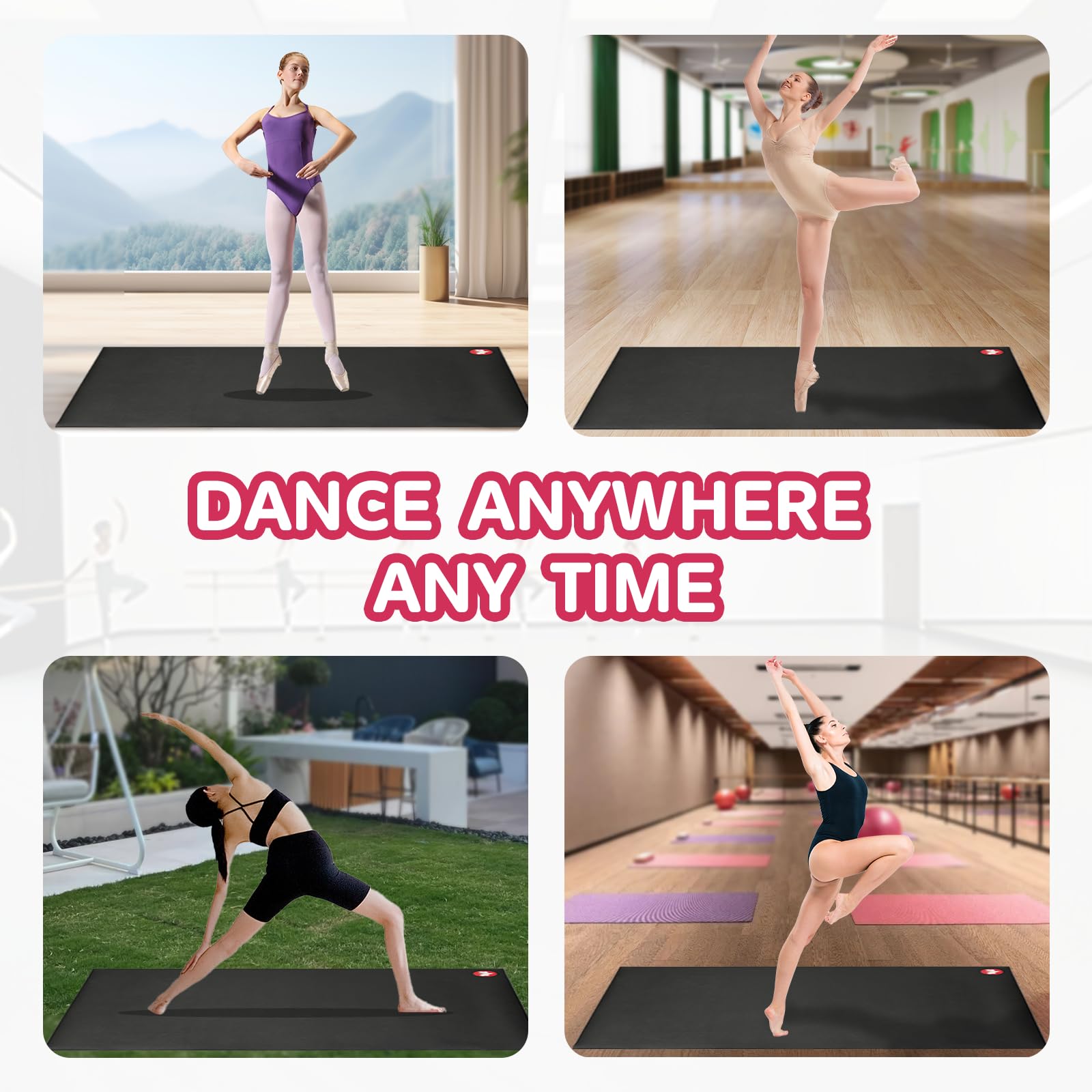 6mm Thick Non-Slip PVC Dance Floor Mat - Portable Ballet & All-Style Dance Flooring for Home, Studio, Events, and Outdoor Performances