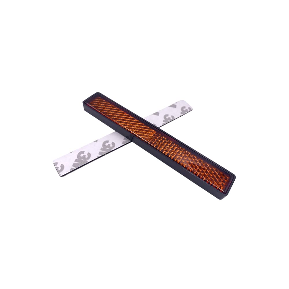 Adhesive Rectangular Reflectors - 2PC Amber for Cars, Bikes & Boats - Safety & Night Riding