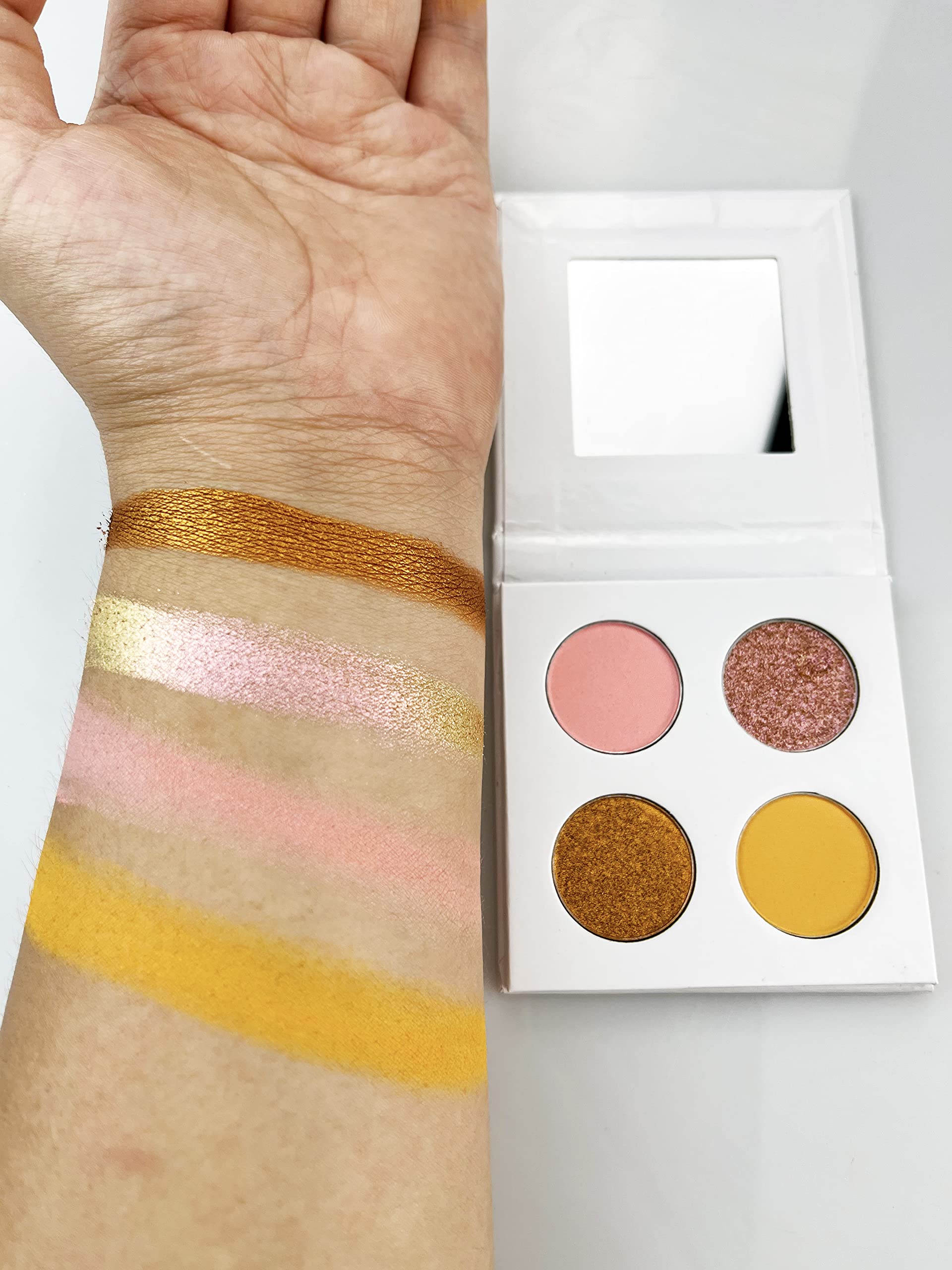 4 Colors Pigmented Eyeshadow Palette - Matte & Duochrome Shades, Creamy Blendable Formula, Long Lasting Natural Makeup for Day & Night Looks | Perfect for Everyday Wear, Parties & Special Occasions