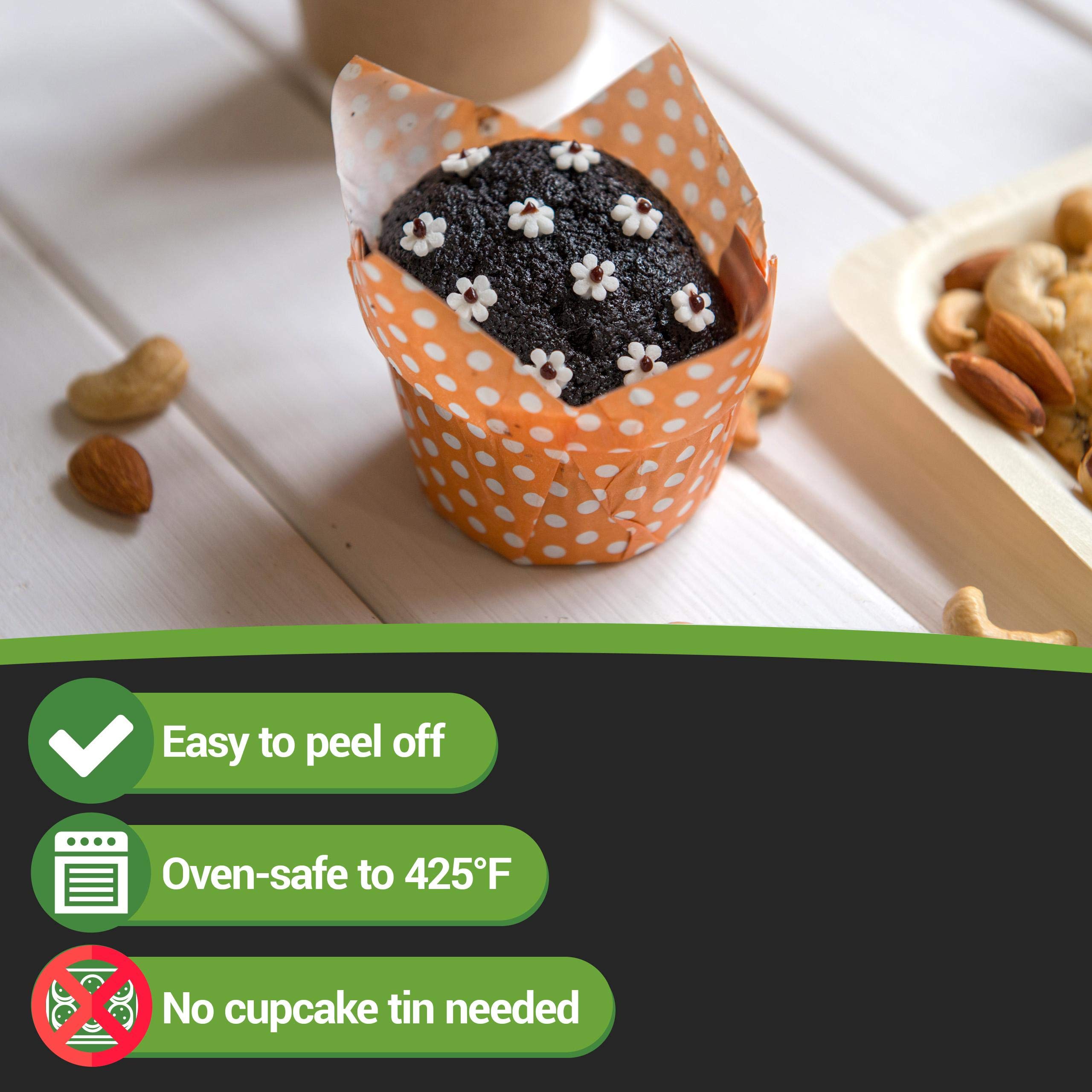 Restaurantware Panificio 1.2 oz Round Paper Baking Cups - 200 Count Polka Dot Printed Disposable Liners, Heat Resistant Up to 425°F, Perfect for Cupcakes, Eclairs & Muffins - Ideal for Home Baking, Party Desserts & Professional Bakeries