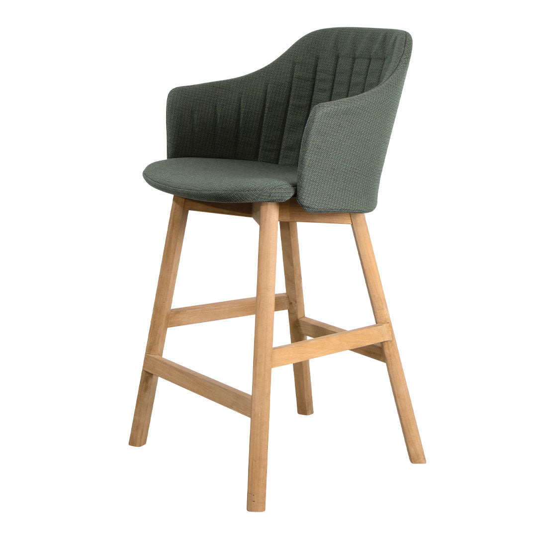 Premium Outdoor Counter Chair with Wood Base - Includes Comfortable Back & Seat Cushions - Perfect for Patio, Deck, Poolside & Bar Counter Seating