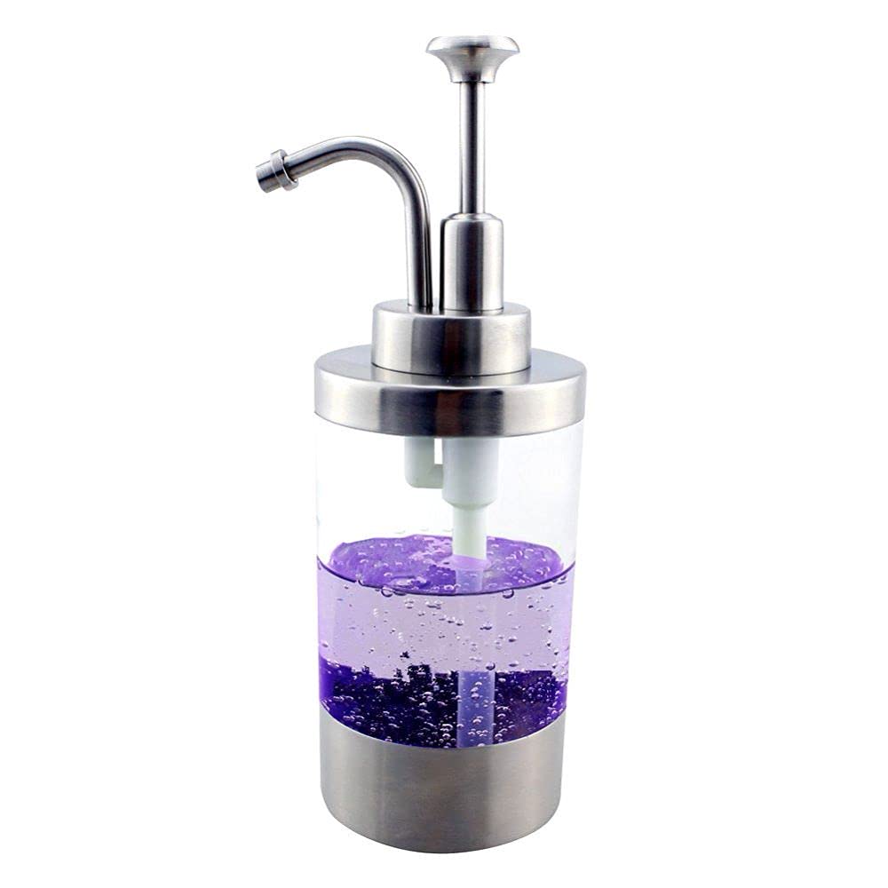 Premium SUS 304 Stainless Steel Soap Dispenser with Satin Finish - Modern Liquid Pump Bottle for Kitchen & Bathroom Countertops - Clear Acrylic Lotion & Dish Soap Dispenser - Ideal for Home, Restaurant, and Office Use