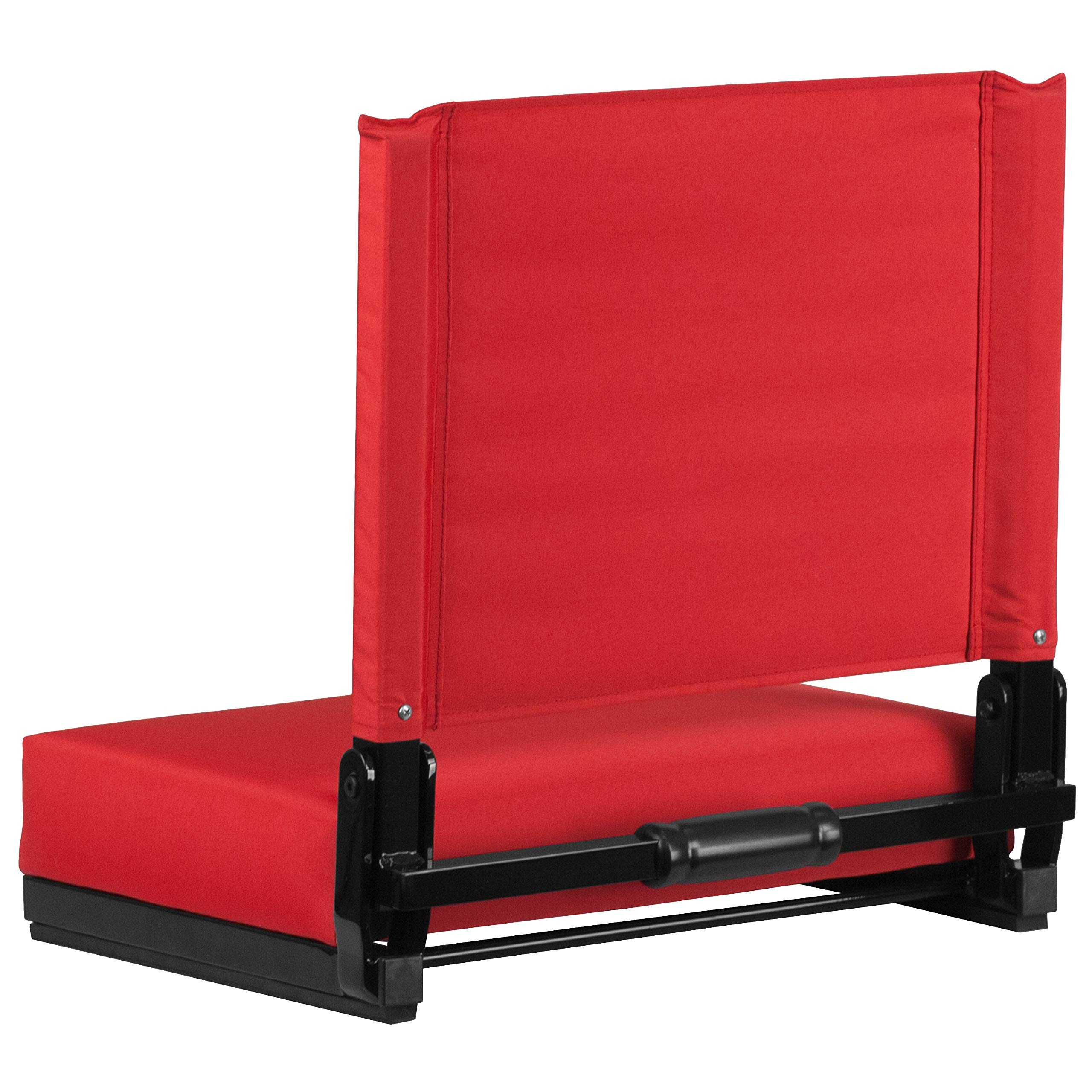 Flash Furniture Grandstand Portable Folding Stadium Seat - Padded Bleacher Chair with Carrying Handle, 500 lb Weight Capacity (Red) - Perfect for Sports Games, Concerts & Outdoor Events